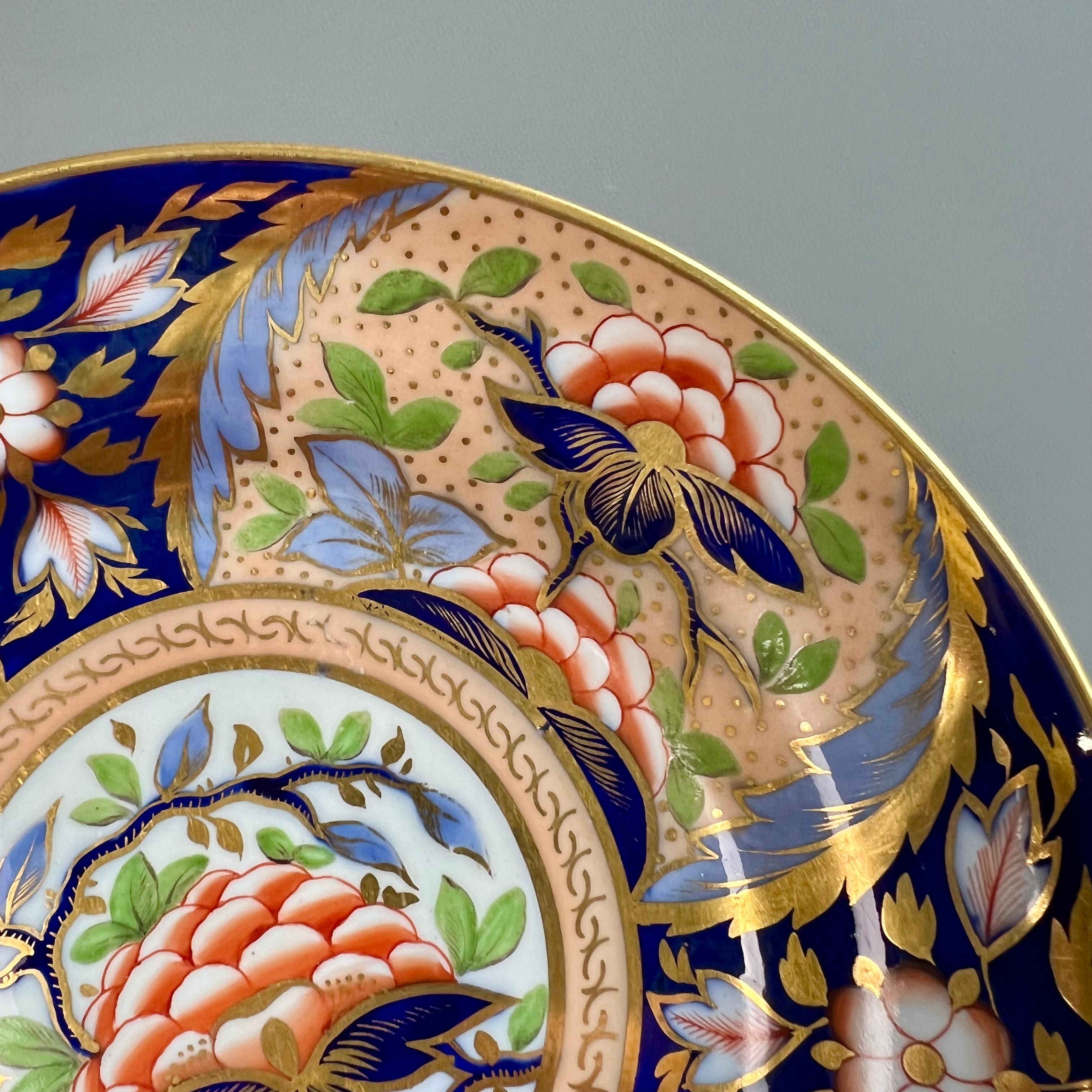 Early 19th Century Ridgway Saucer Dish or Plate, Polychrome Chinoiserie Peonies, Regency Ca 1815