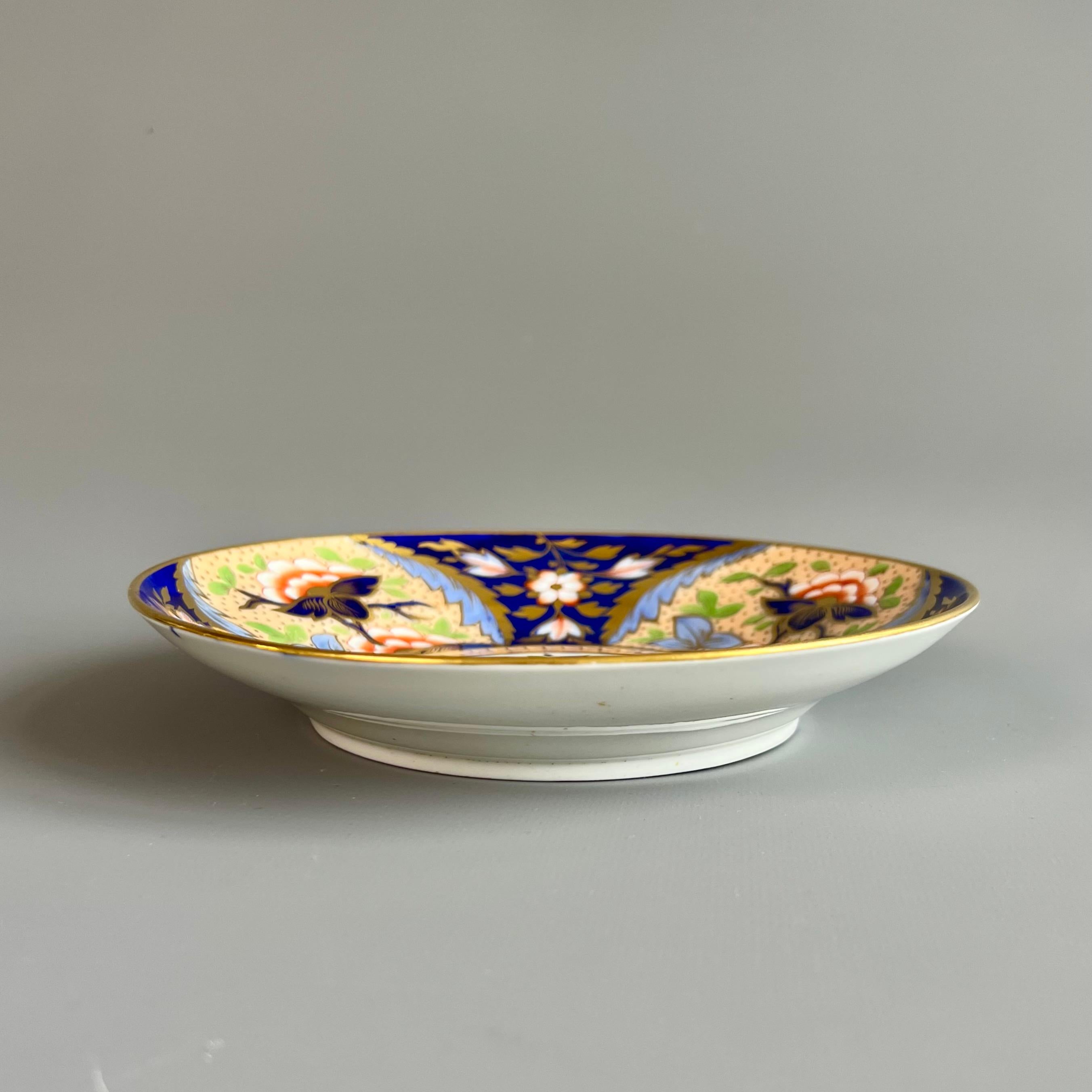 Ridgway Saucer Dish or Plate, Polychrome Chinoiserie Peonies, Regency Ca 1815 2
