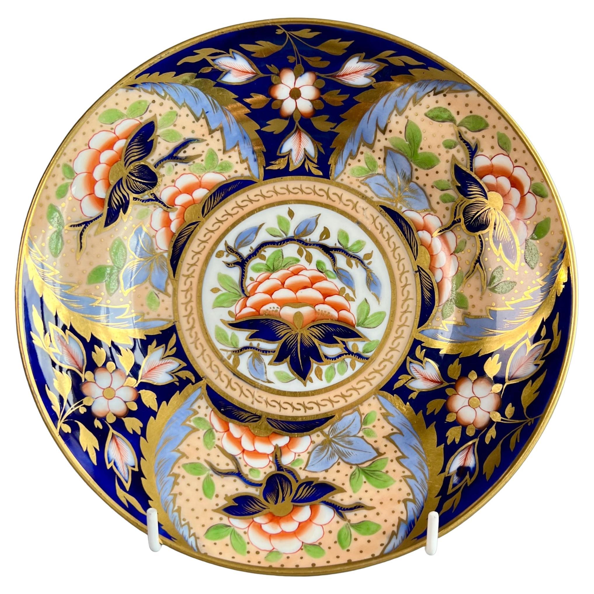 Ridgway Saucer Dish or Plate, Polychrome Chinoiserie Peonies, Regency Ca 1815