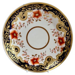 Saucire / assiette Ridgway, bleu cobalt avec fleurs orange, Rgence, vers 1820