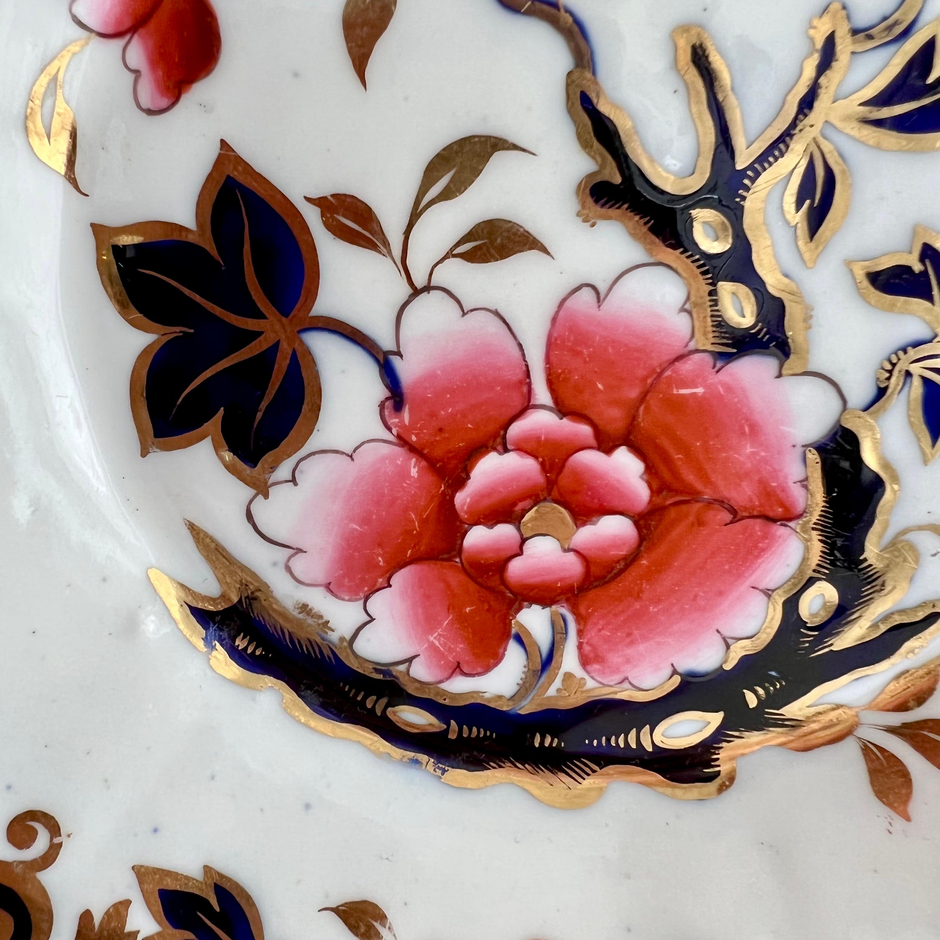 Ridgway Saucer Dish Plate, Japan Flowers with Greek Keys, Regency ca 1825 In Good Condition For Sale In London, GB
