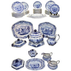Ridgway Staffordshire India Temple Transferware Partial Dinner Service 80 Pcs