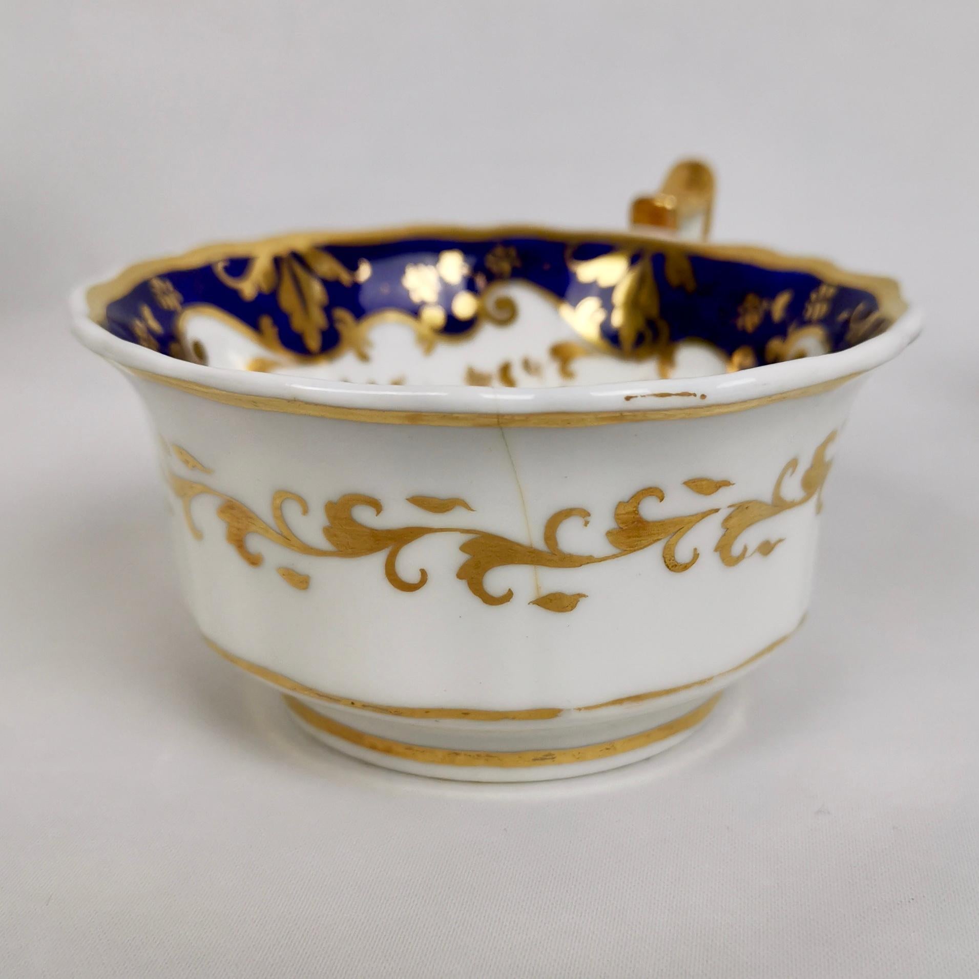 Ridgway Porcelain Tea Service, Flowers on Cobalt Blue and Gilt, Regency ca 1825 10