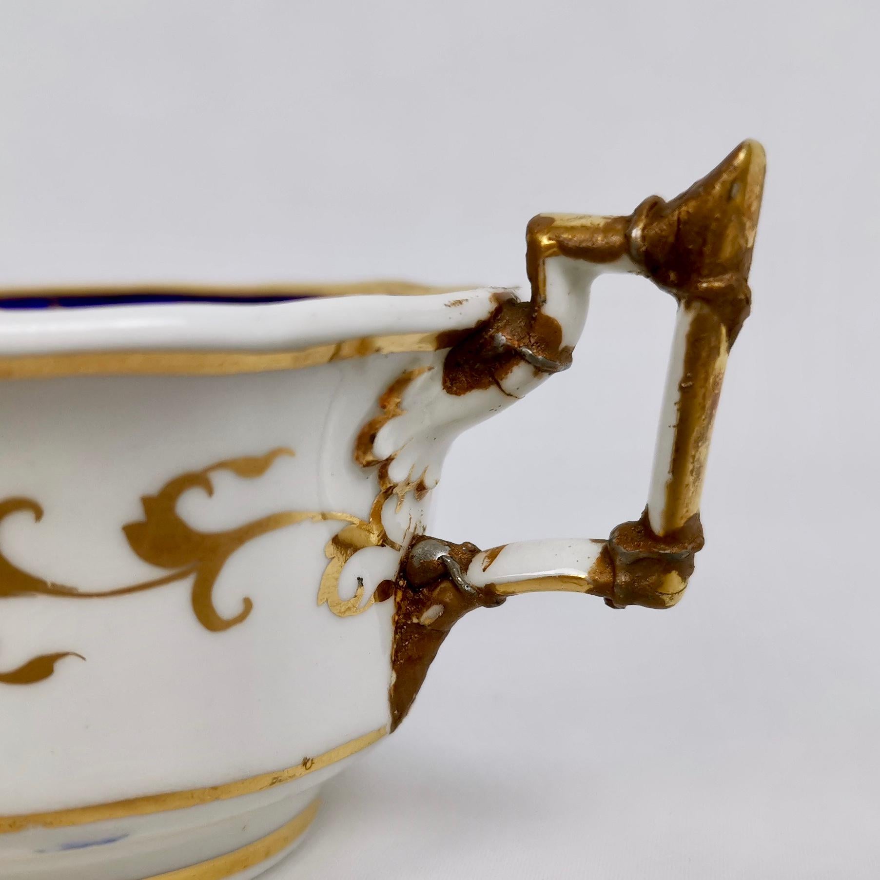 Ridgway Porcelain Tea Service, Flowers on Cobalt Blue and Gilt, Regency ca 1825 11