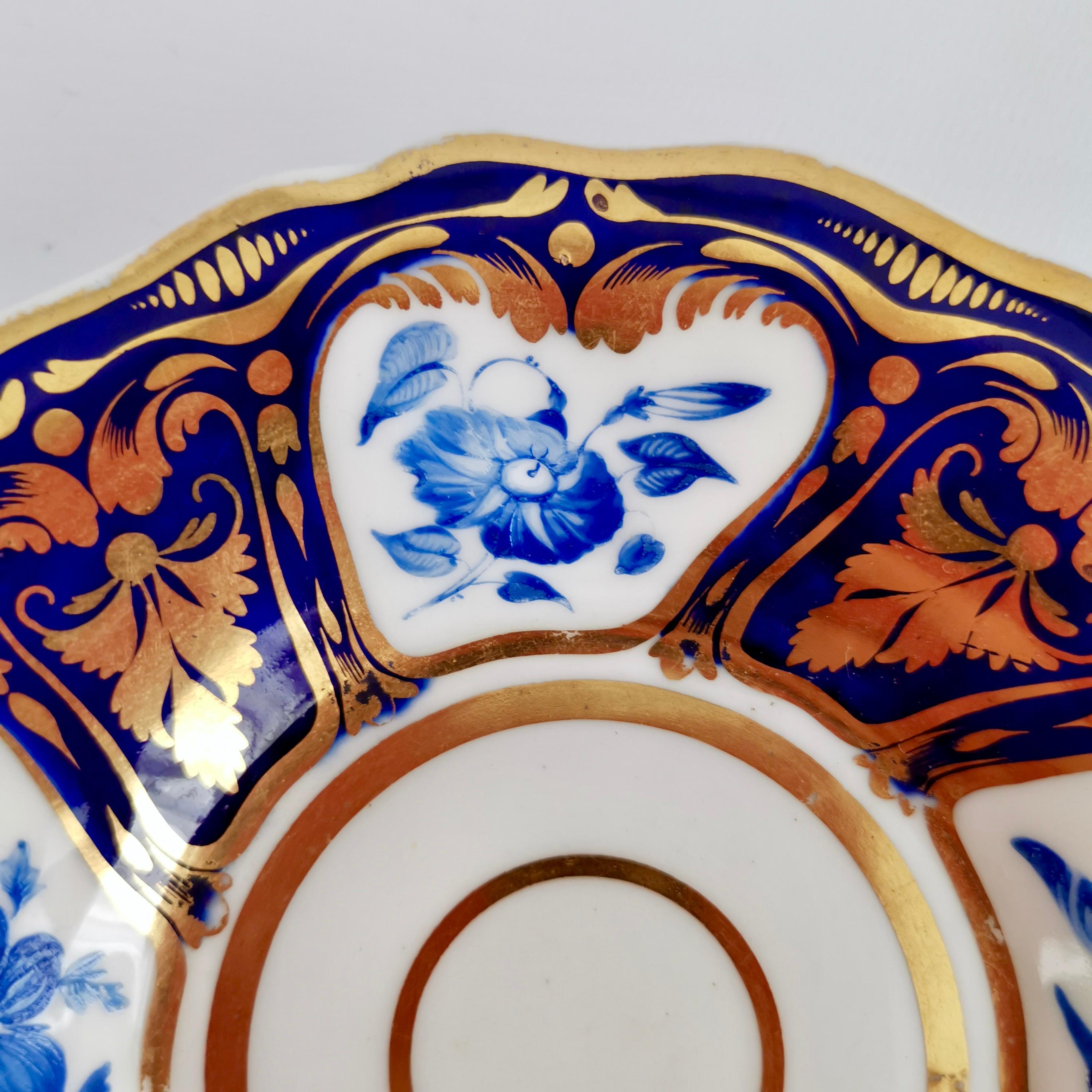 Ridgway Teacup and Saucer, Blue and Gilt, Flowers Patt. 2/1000, Regency ca 1825 3