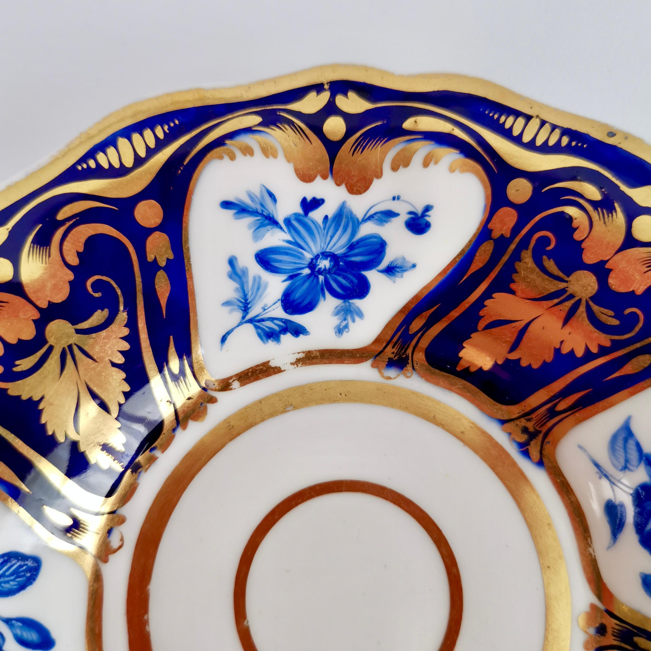 Ridgway Teacup and Saucer, Blue and Gilt, Flowers Patt. 2/1000, Regency ca 1825 5