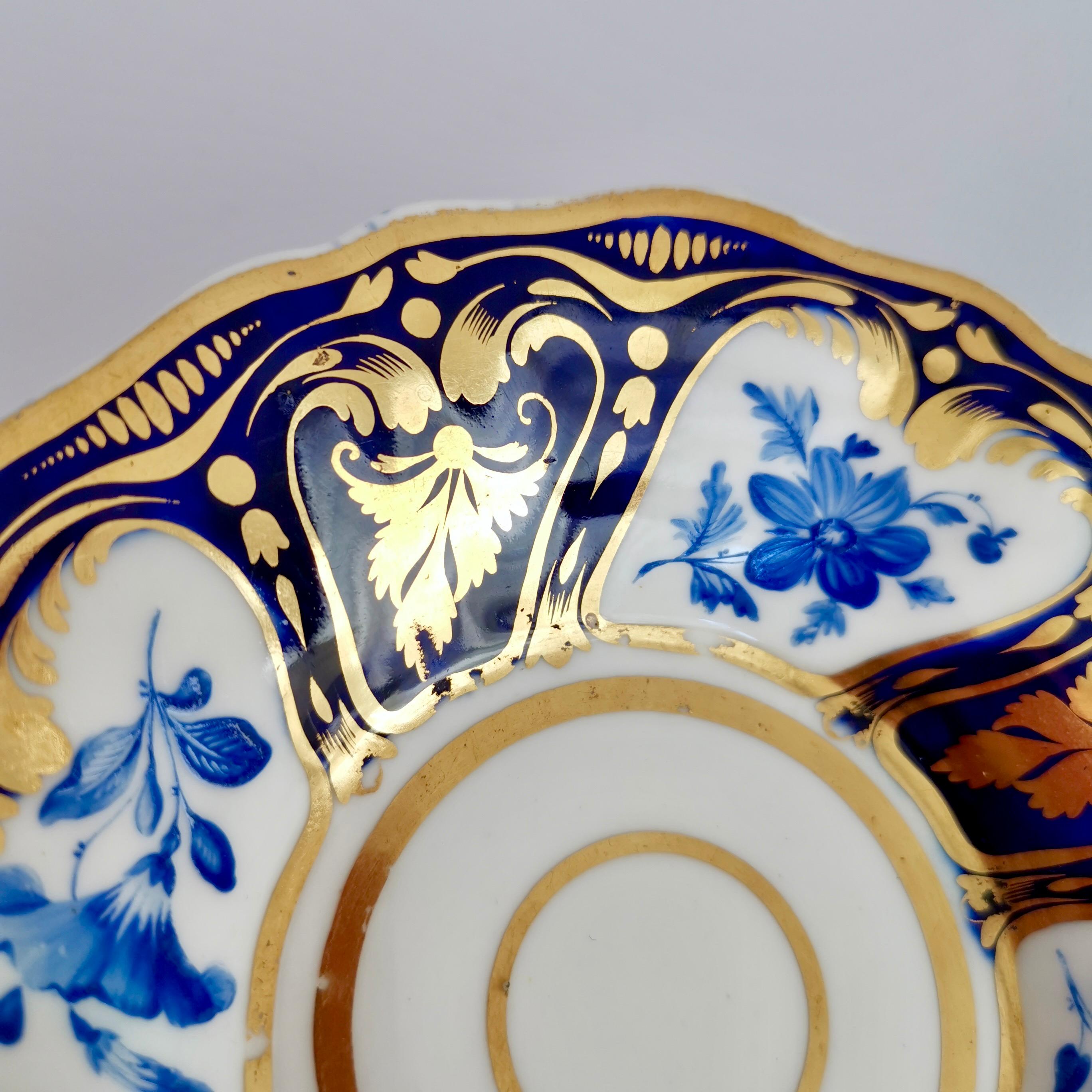 Ridgway Teacup and Saucer, Blue and Gilt, Flowers Patt. 2/1000, Regency ca 1825 8