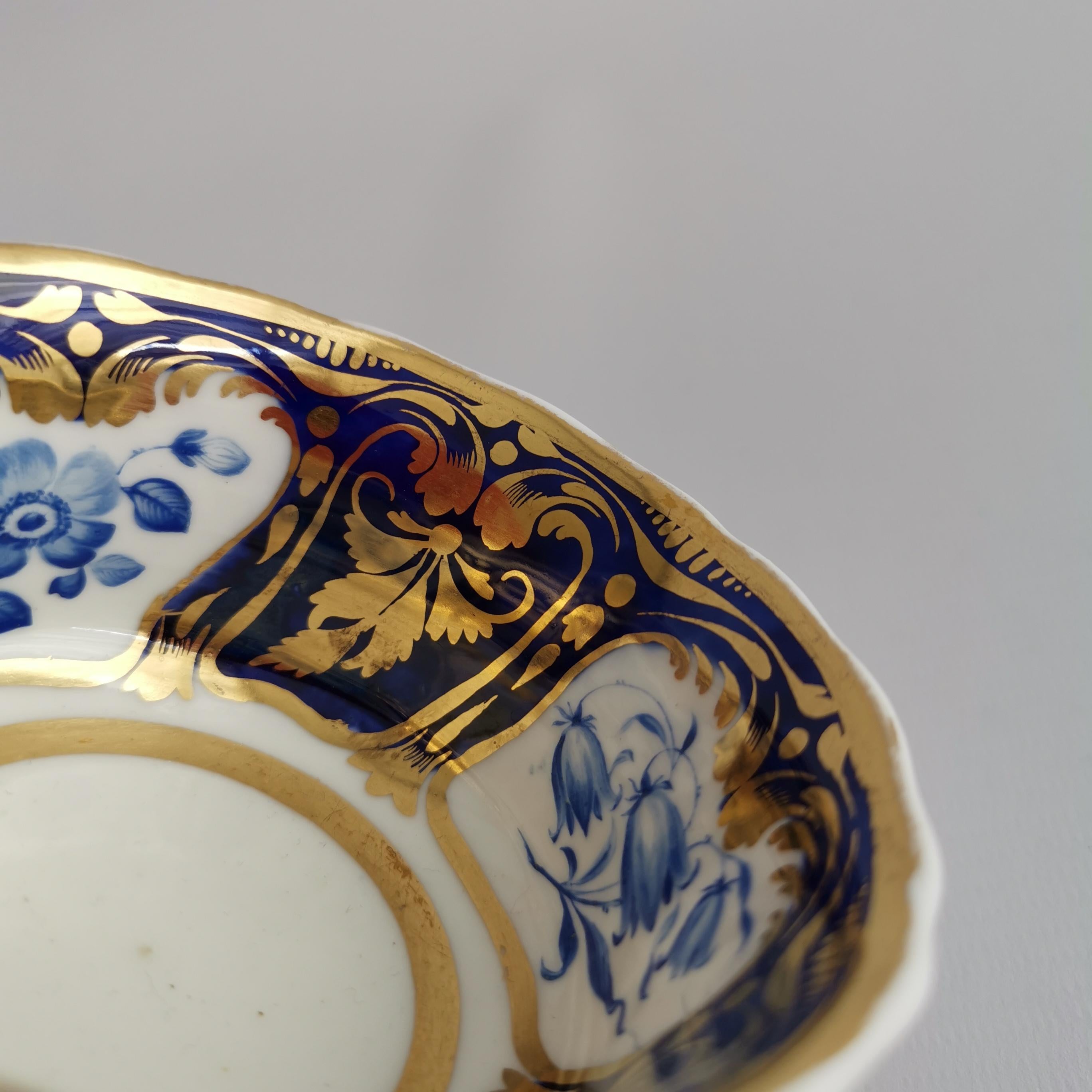 Ridgway Teacup and Saucer, Blue and Gilt, Flowers Patt. 2/1000, Regency ca 1825 10