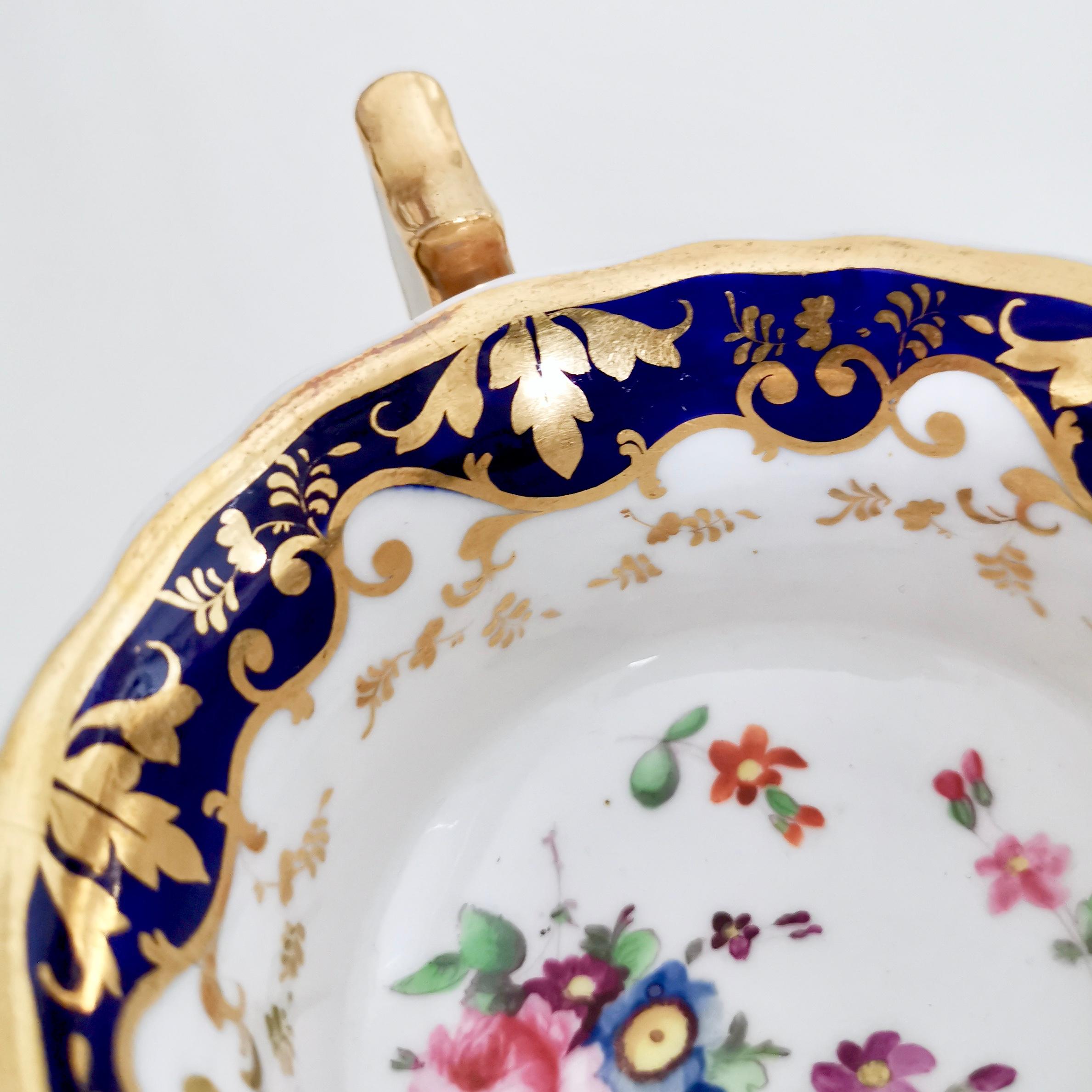Ridgway Porcelain Teacup, Cobalt Blue, Gilt and Flowers, Regency 1820-1825 1