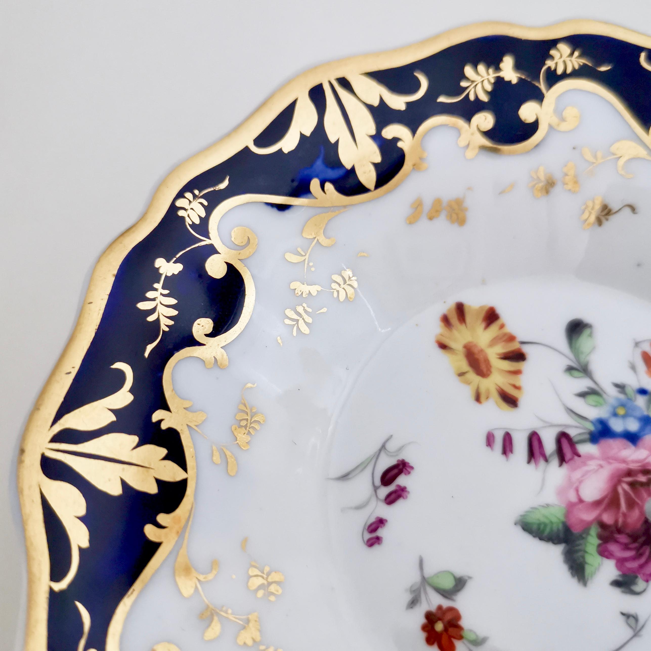 Ridgway Porcelain Teacup, Cobalt Blue, Gilt and Flowers, Regency 1820-1825 2