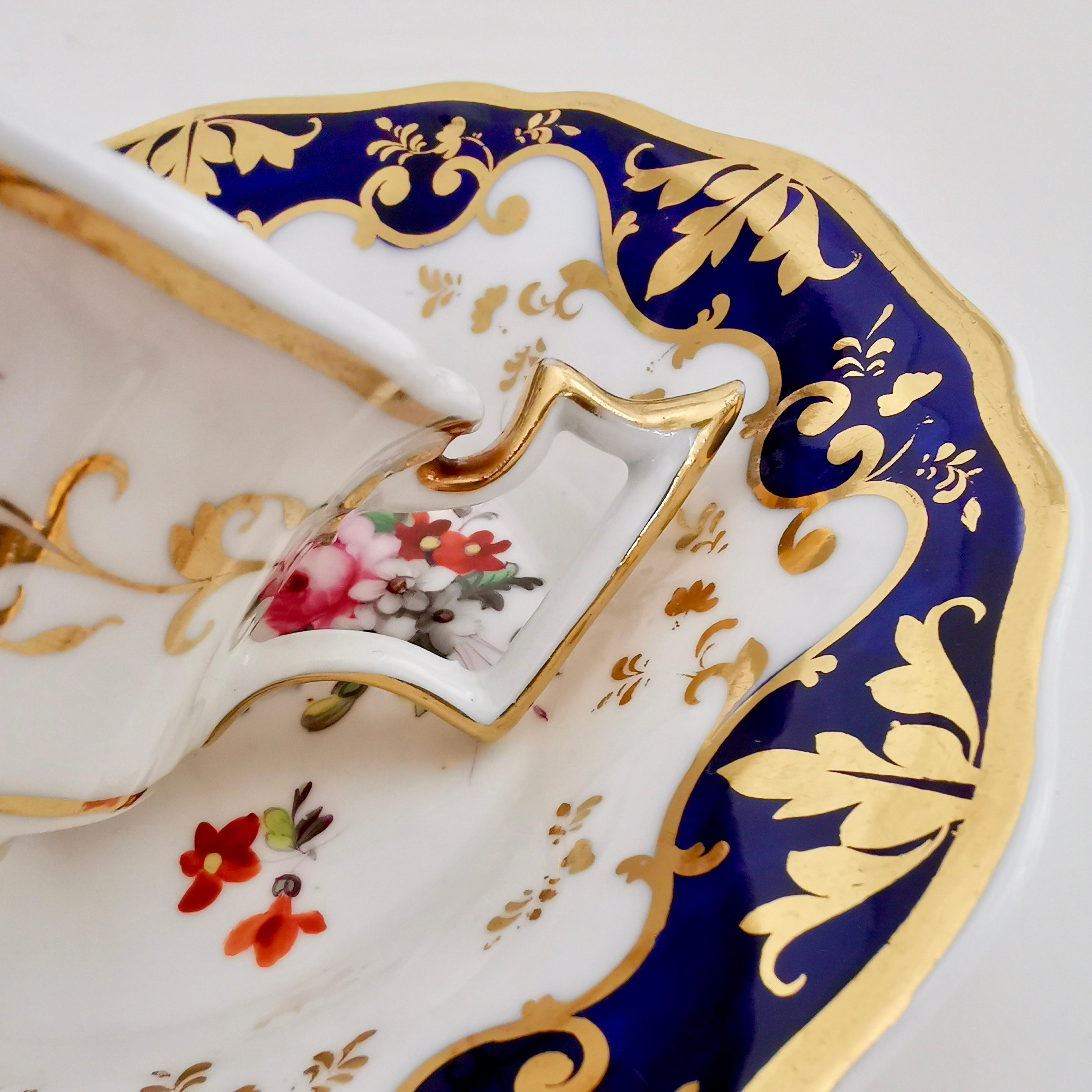 Porcelain Teacup by Ridgway, Gilt, Cobalt Blue and Flowers, Regency, 1820-1825 1