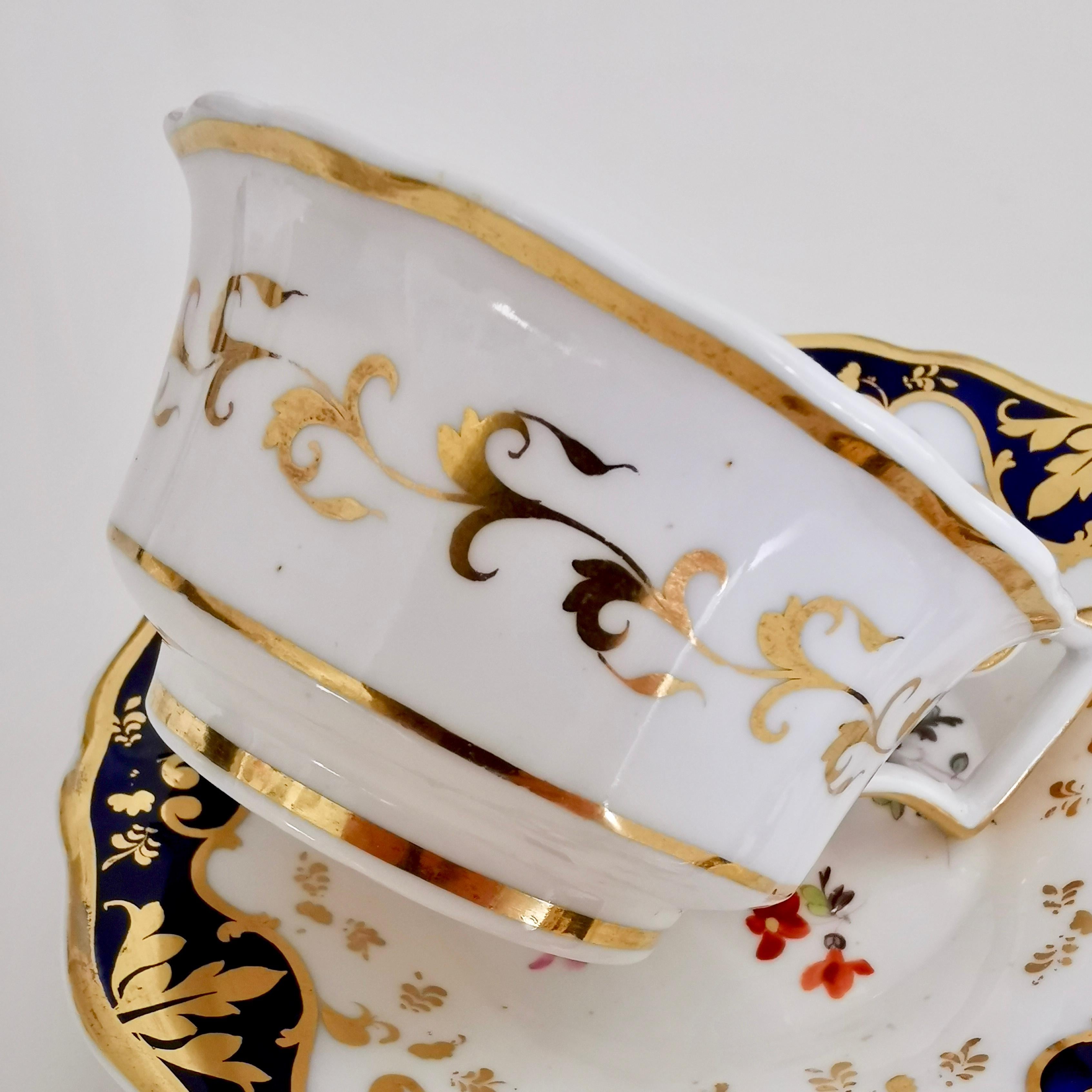 Porcelain Teacup by Ridgway, Gilt, Cobalt Blue and Flowers, Regency, 1820-1825 2