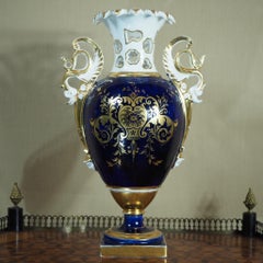 Ridgway Vase, Deep Blue with Dragon Handles, c.1835