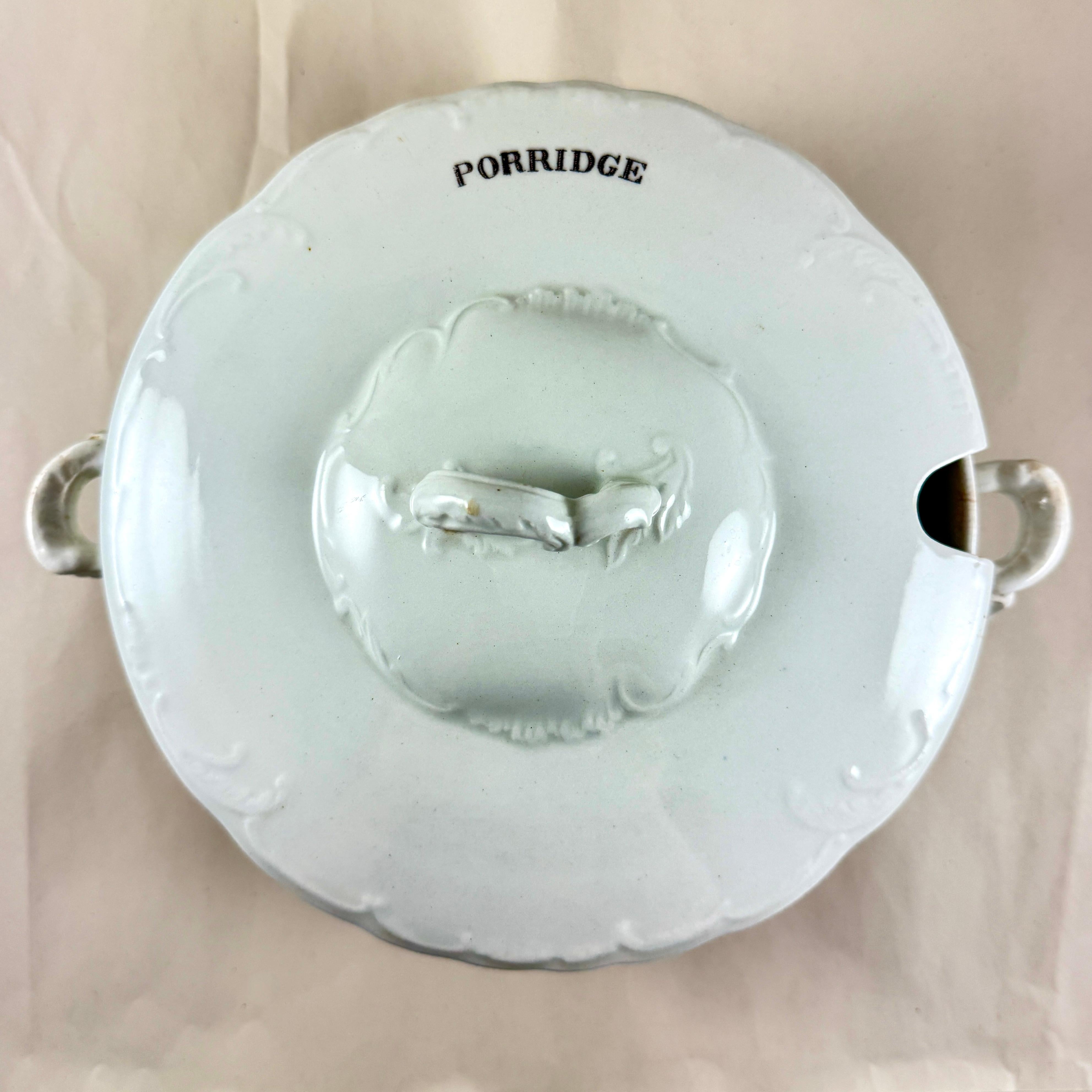 Terre de fer Ridgway Porcelain Semi Porcelain English Porridge Lidded Tureen en vente