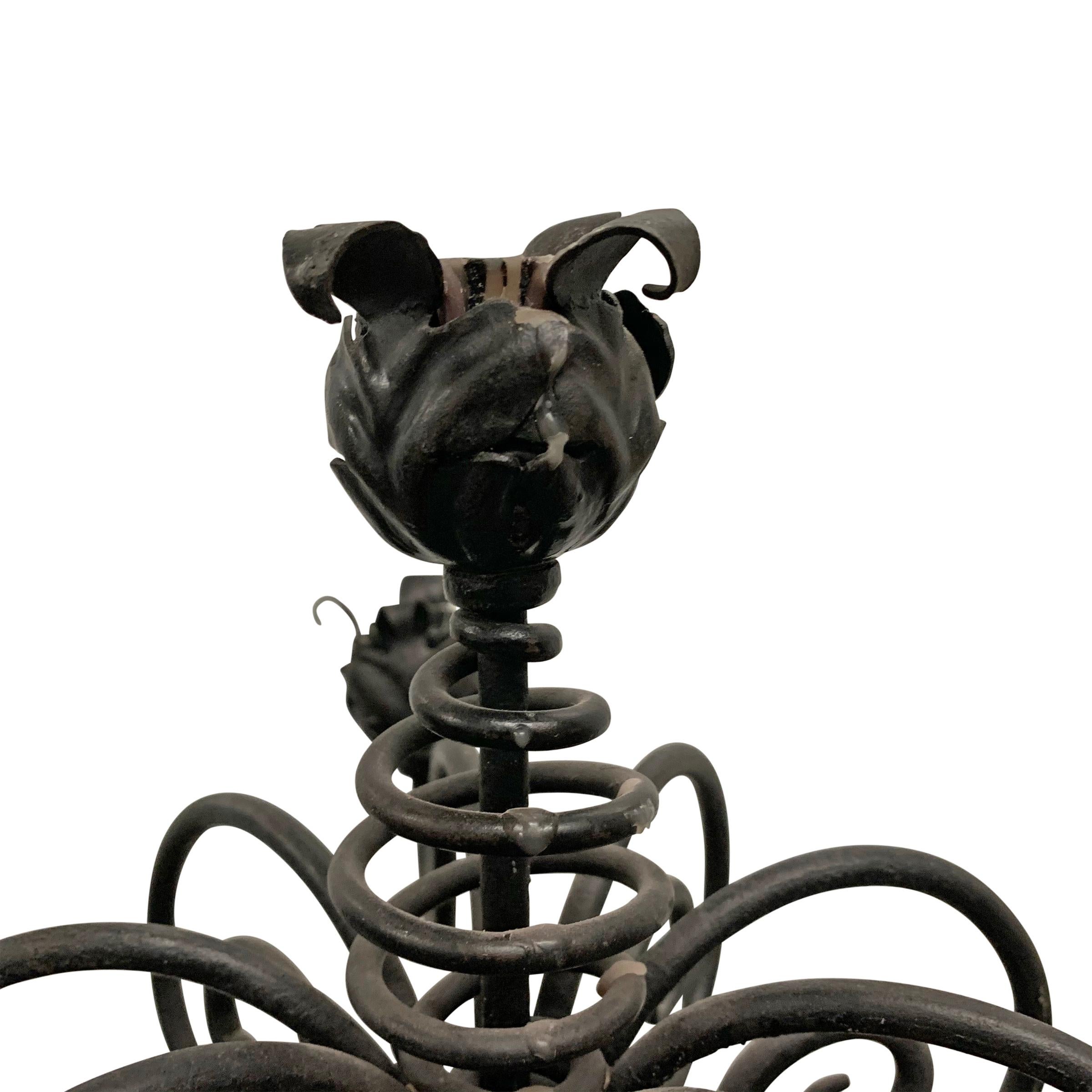 19th Century Ridiculous High-Victorian Wrought Iron Candelabrum