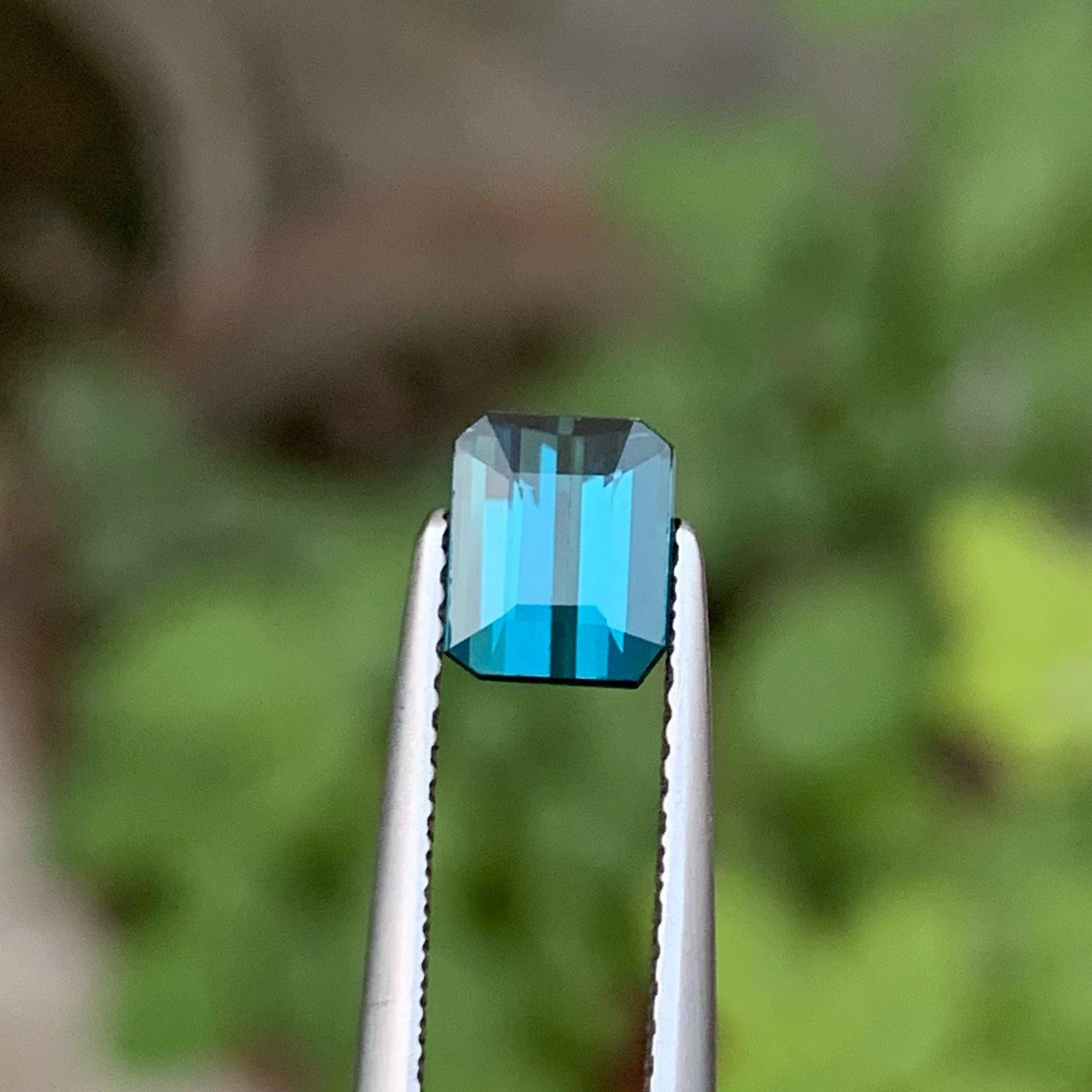 Emerald Cut Ridiculously Blue Indicolite Tourmaline Gem 1.30 Cts Tourmaline Stone for Ring For Sale