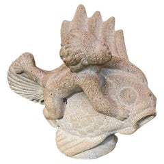 "Riding the Currents", Rare Art Deco Sculpture of Merboy and Fish by Andersen