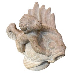 "Cavalcare le correnti", rara scultura Art Deco di Merboy e pesci di Andersen