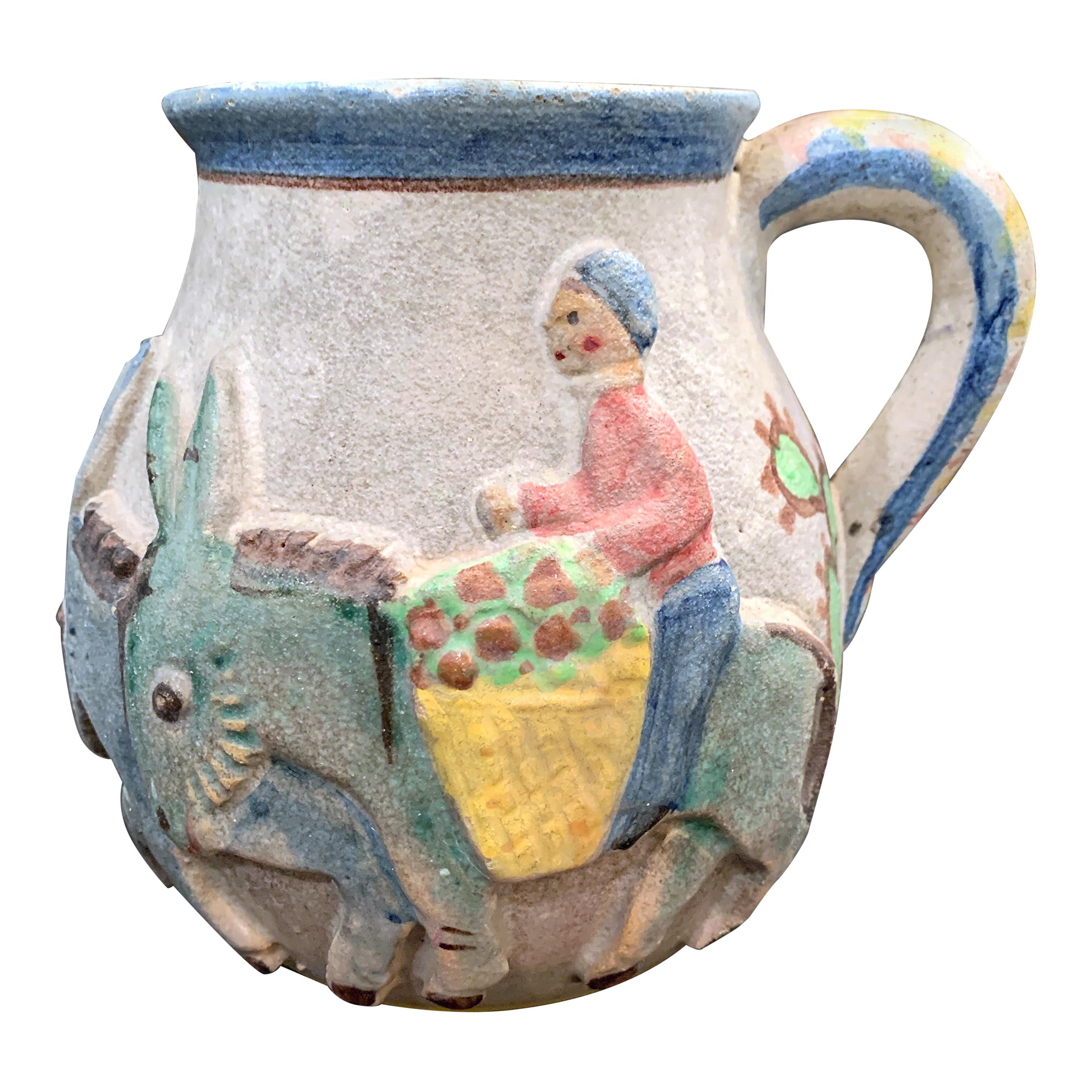 "Riding to Market," Charming and Important Modern Pitcher by ICS, Likely Gambone