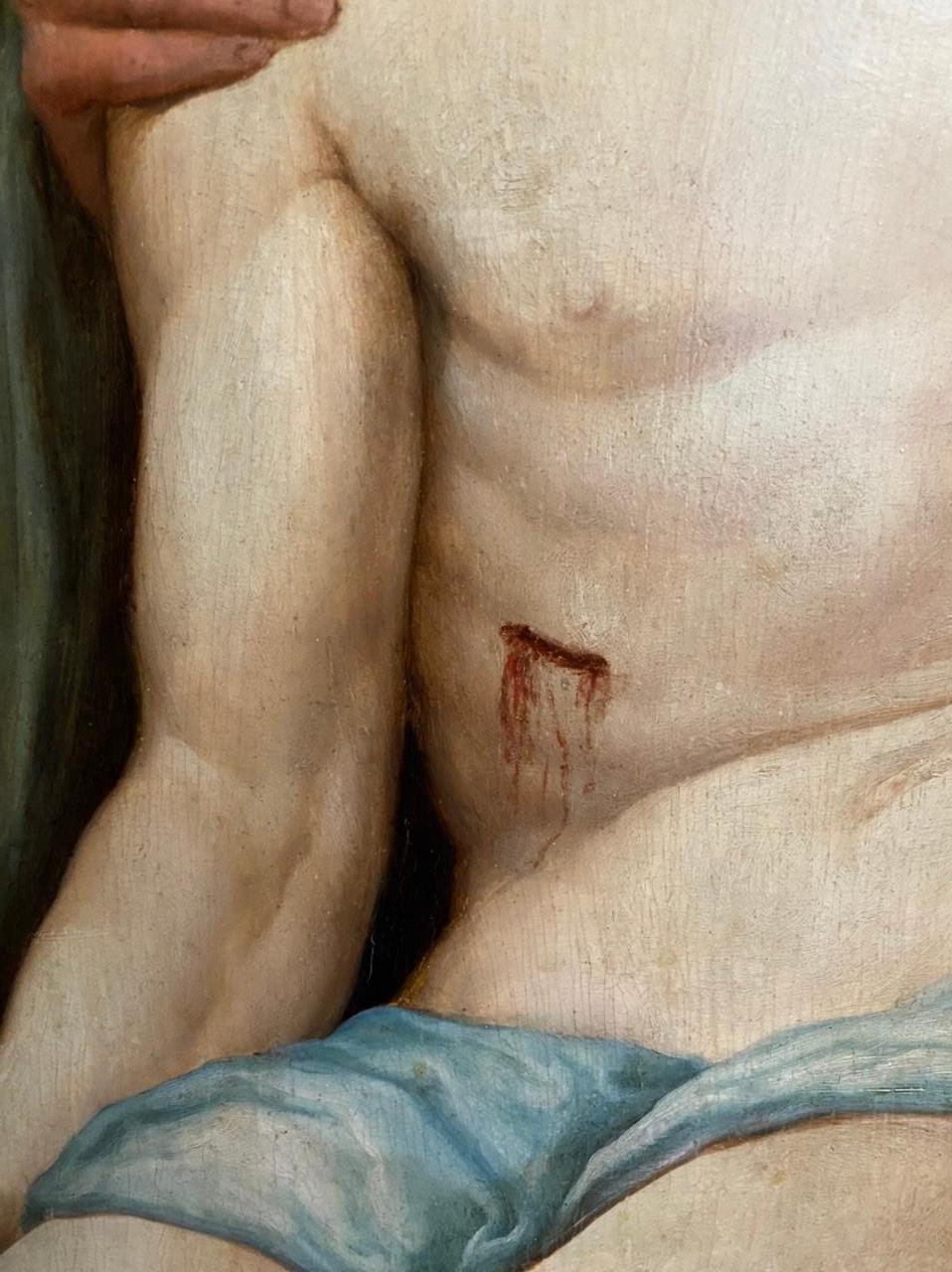 Lamentation des Christus, Ölgemälde, Alter Meister, 16. Jahrhundert (Schwarz), Figurative Painting, von Ridolfo Ghirlandaio