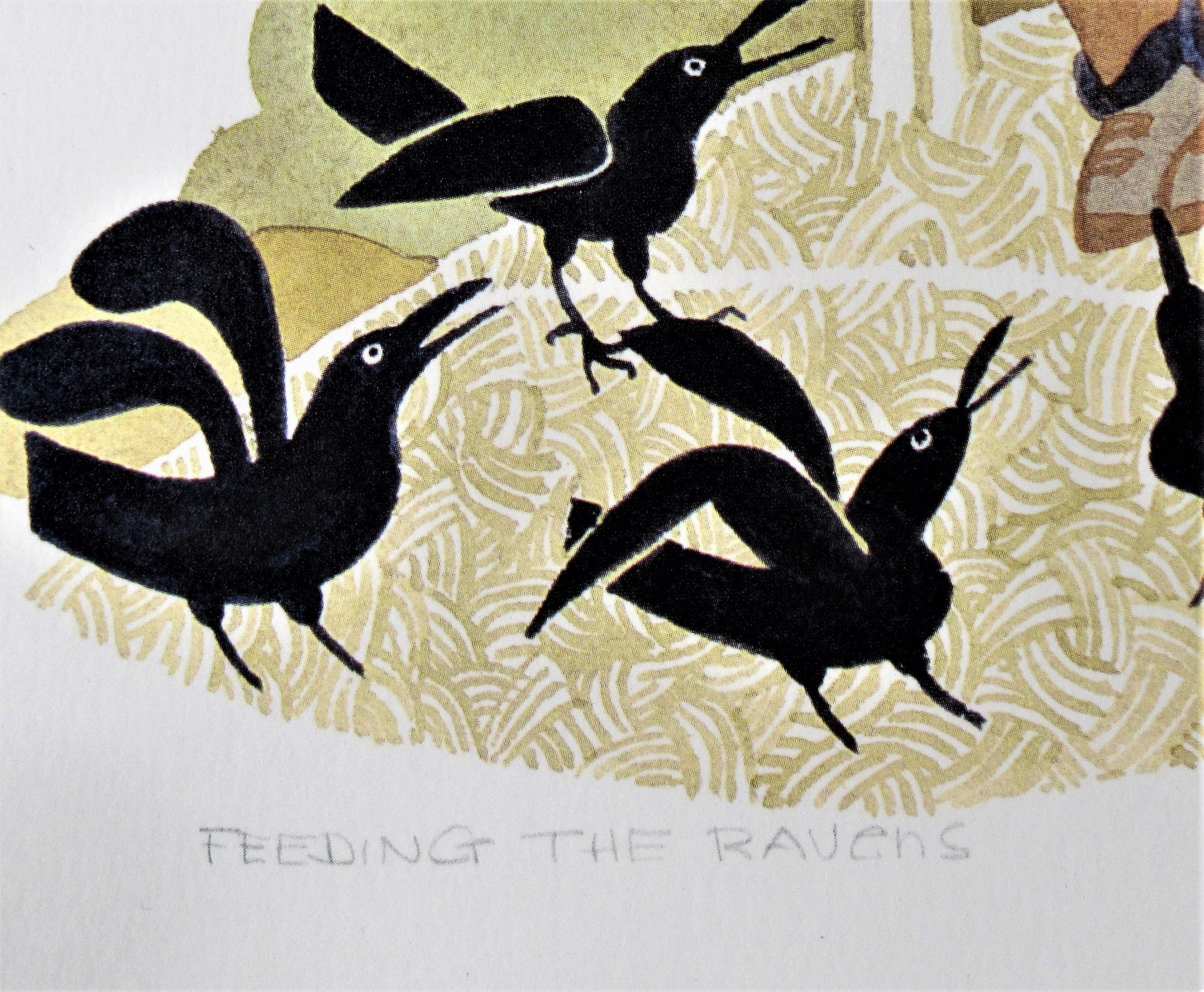 Feeding the Ravens - Folk Art Print by Rie Munoz