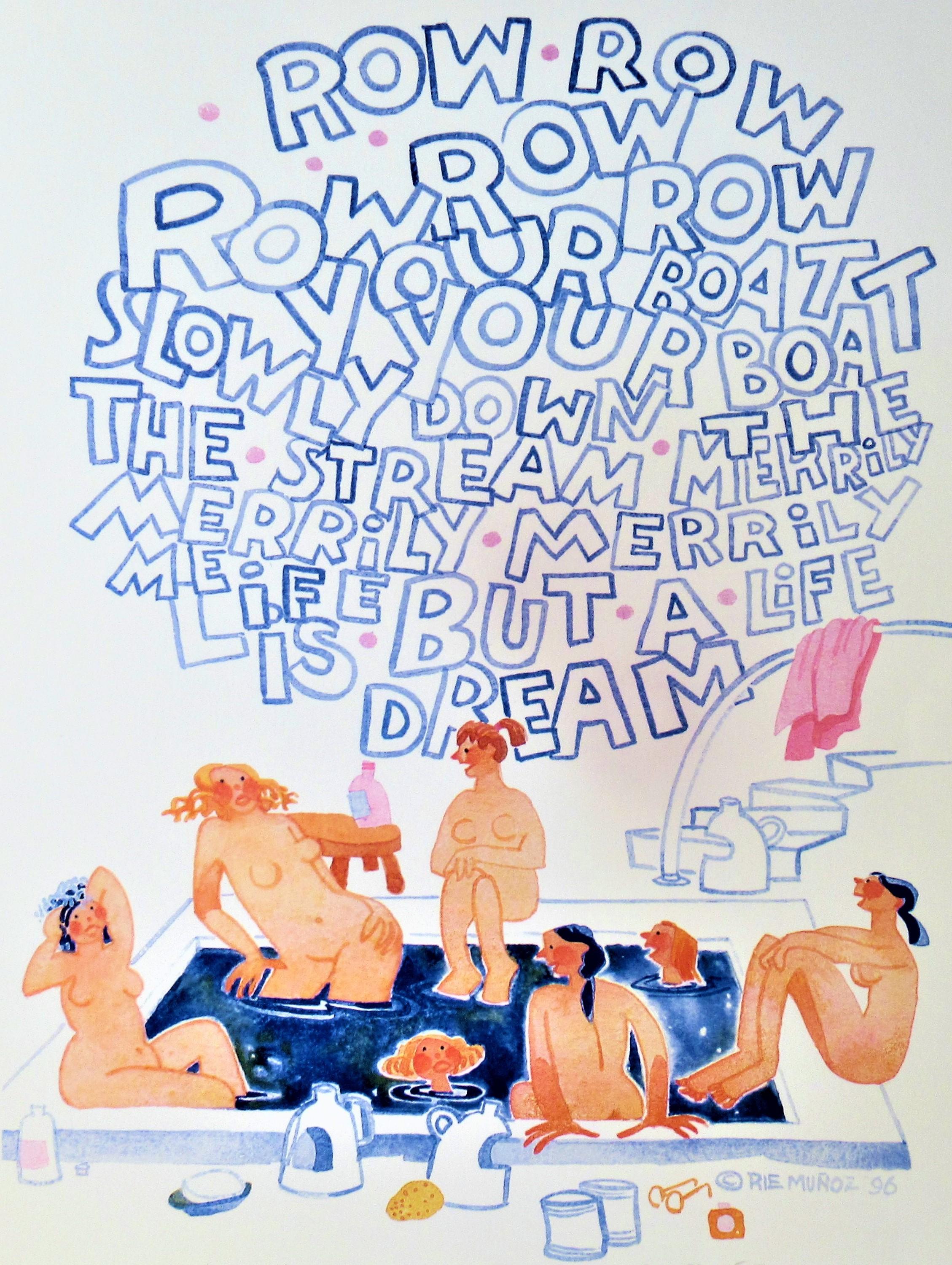 Singing in the Bath, Tenakee Springs - Print by Rie Munoz