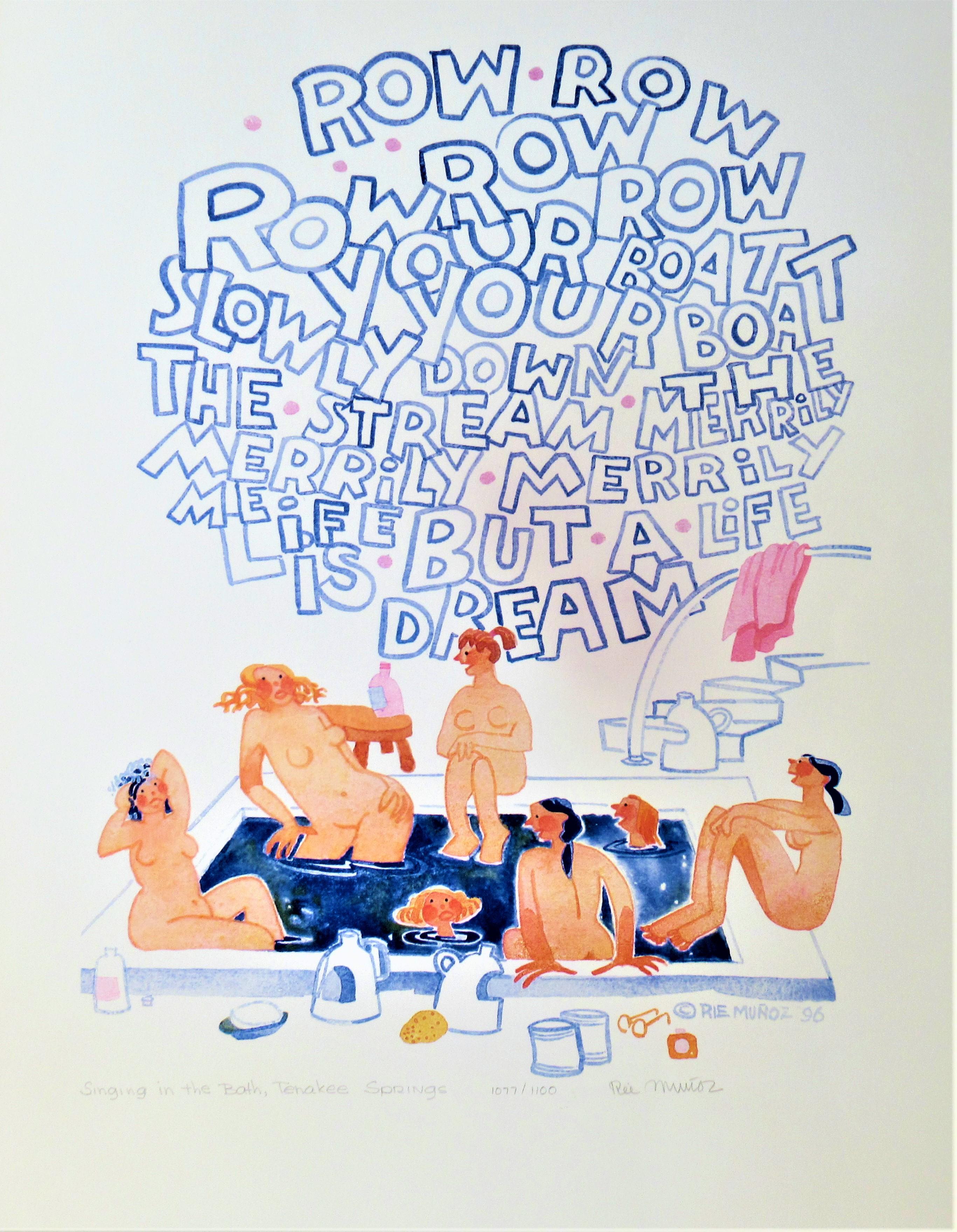 Rie Munoz Nude Print – Singing in the Bath, Tenakee Springs