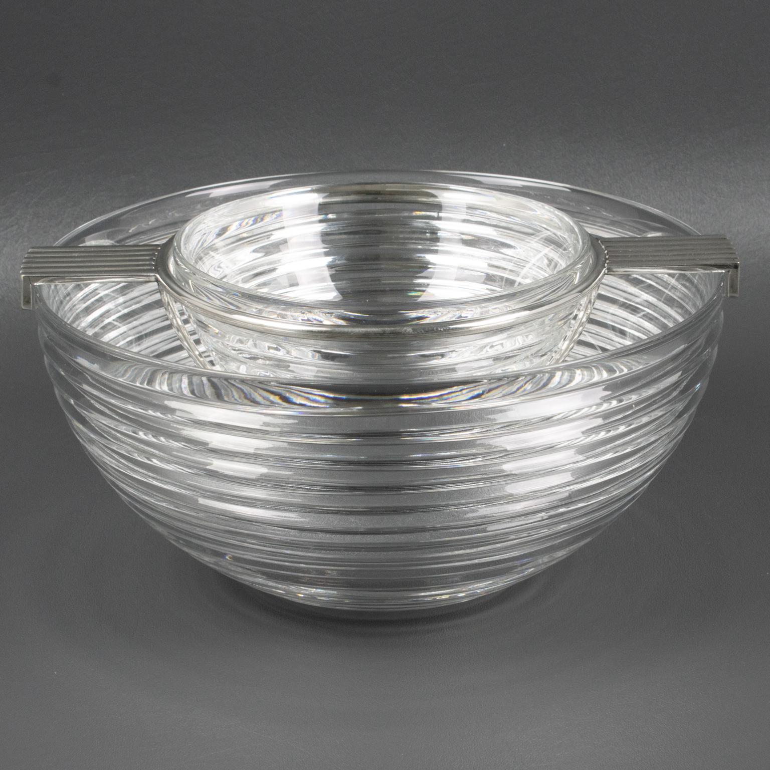 Riedel Mesa Italy Silver Plate and Crystal Caviar Bowl Dish Server For Sale 2