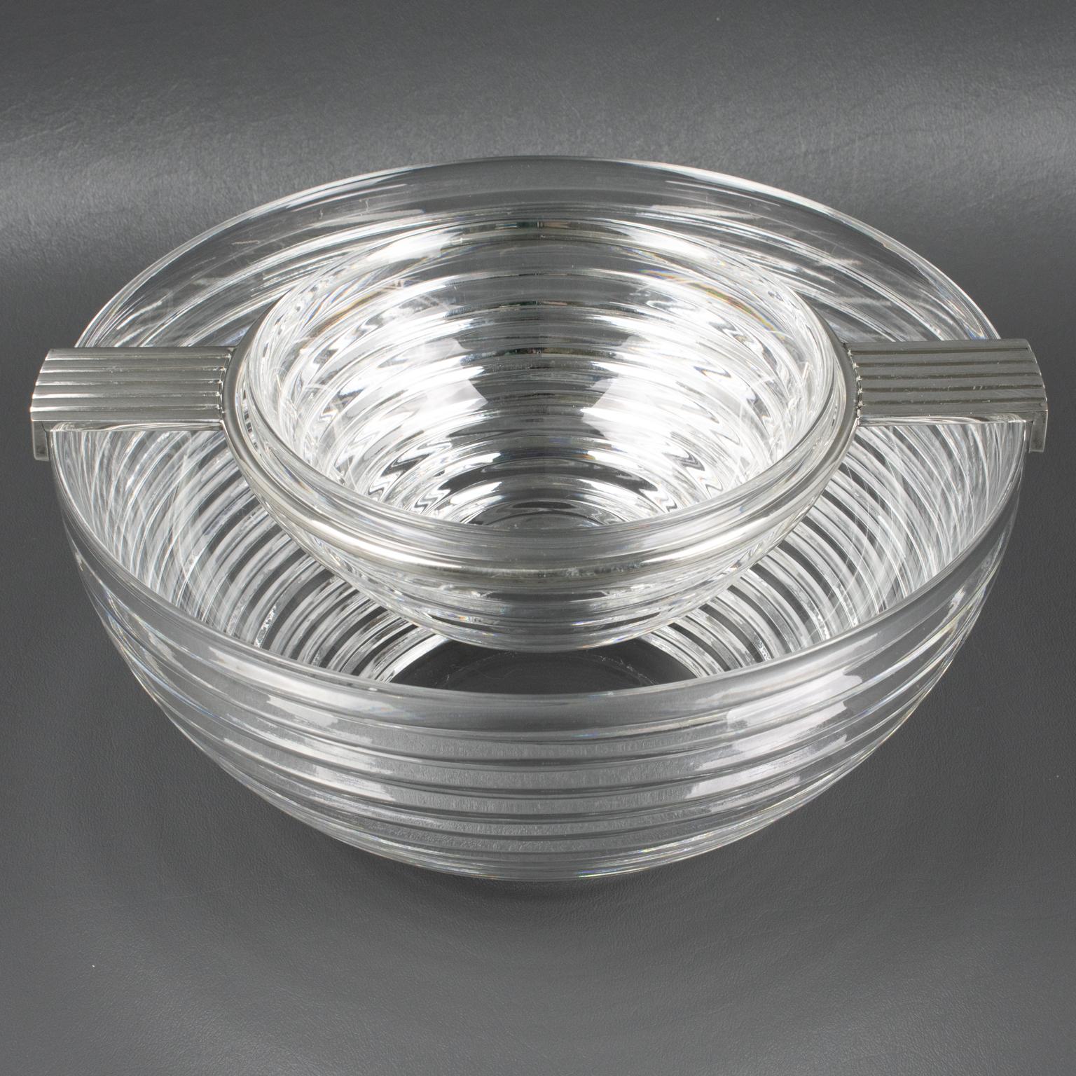 Riedel Mesa Silver Plate and Crystal Caviar Dish Bowl Serving Chiller circa 1980 3
