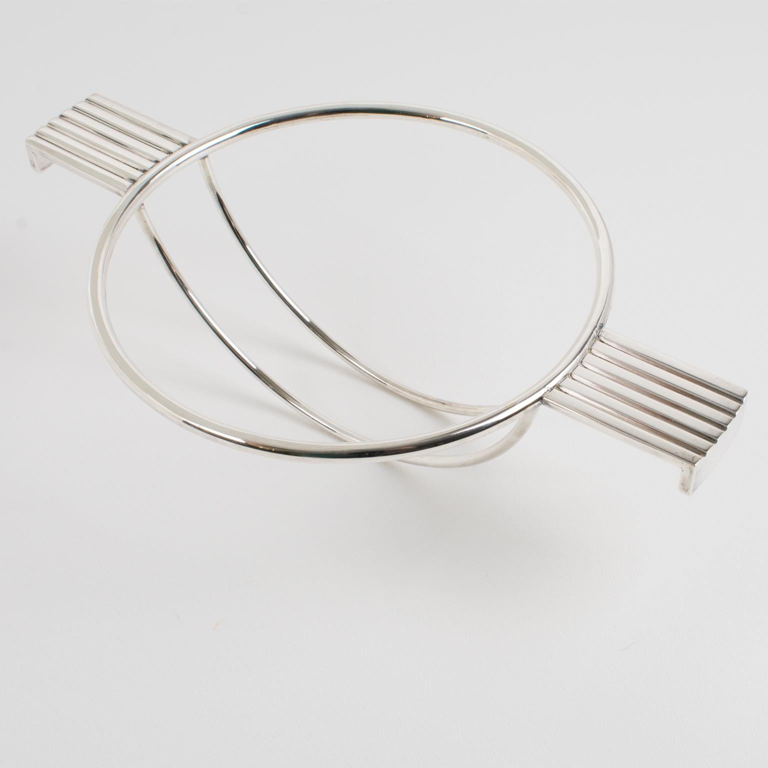 Late 20th Century Riedel Mesa Silver Plate and Crystal Caviar Dish Bowl Serving Chiller circa 1980