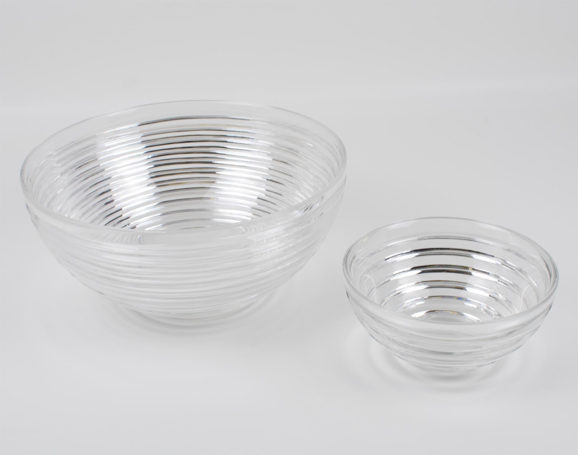 Metal Riedel Mesa Silver Plate and Crystal Caviar Dish Bowl Serving Chiller circa 1980