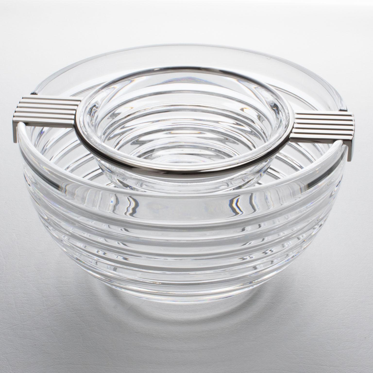 Riedel Mesa Silver Plate and Crystal Caviar Bowl Dish Chiller, circa 1980 For Sale 5