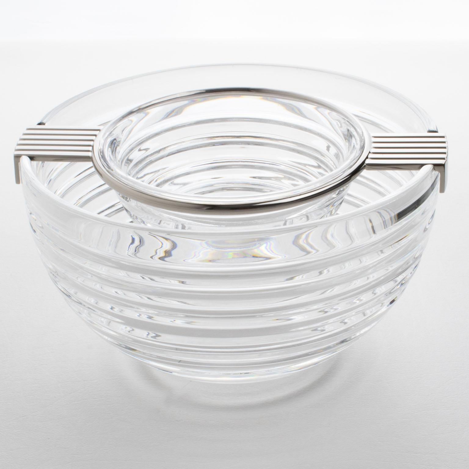 Riedel Mesa Silver Plate and Crystal Caviar Bowl Dish Chiller, circa 1980 For Sale 6