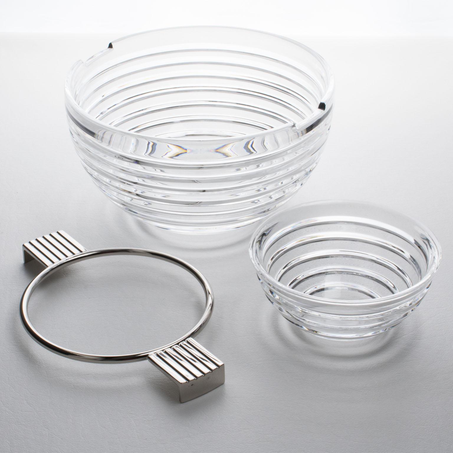 Riedel Mesa Silver Plate and Crystal Caviar Bowl Dish Chiller, circa 1980 For Sale 2