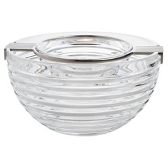 Aiedel Mesa Silver Plate and Crystal Caviar Bowl Dish Chiller, circa 1980