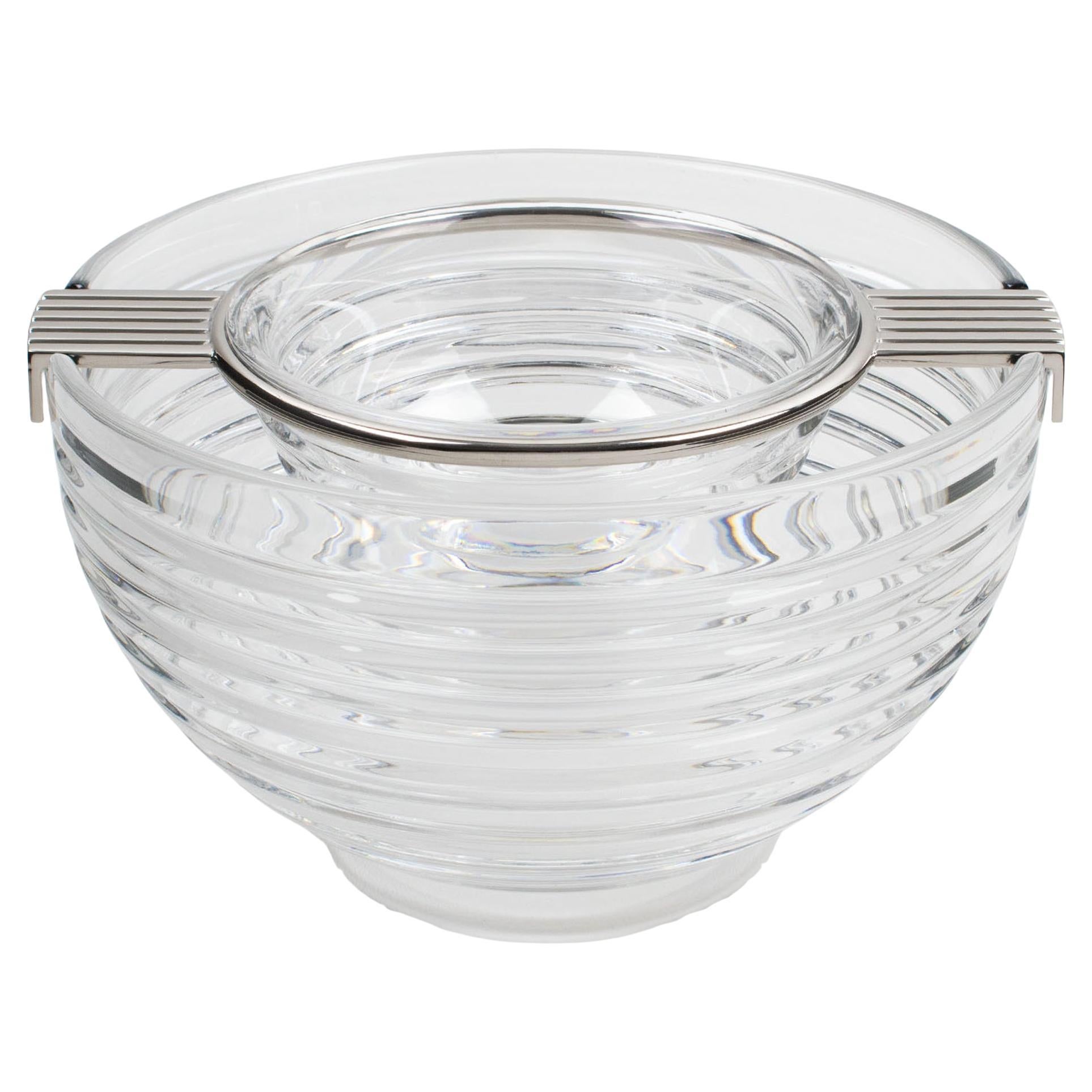 Riedel Mesa Silver Plate und Crystal Caviar Schale Chiller, um 1980 im Angebot