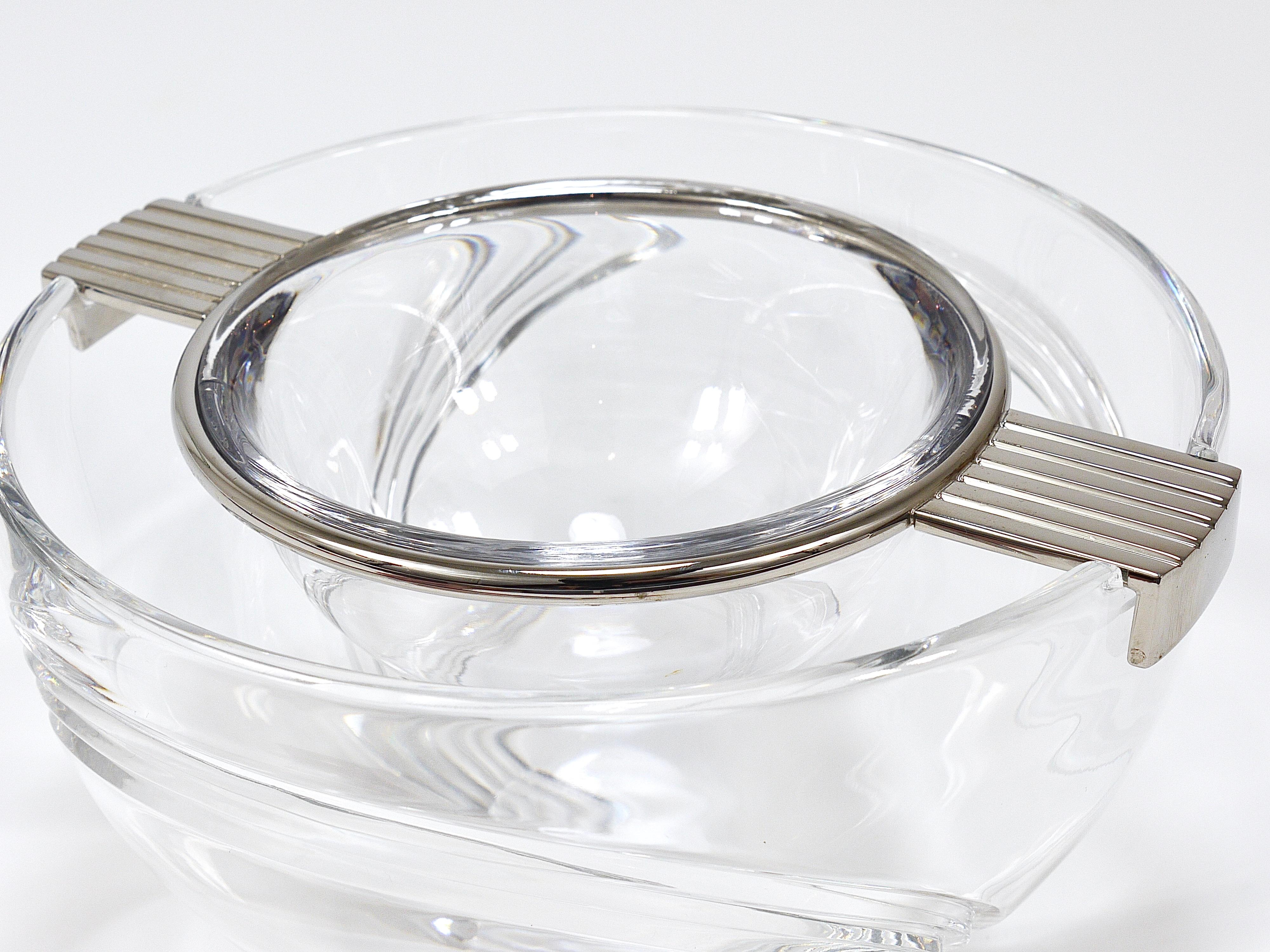 Riedel x Mesa Cuenco de cristal para servir caviar, plata y cristal, Italia, años 80 en venta 4