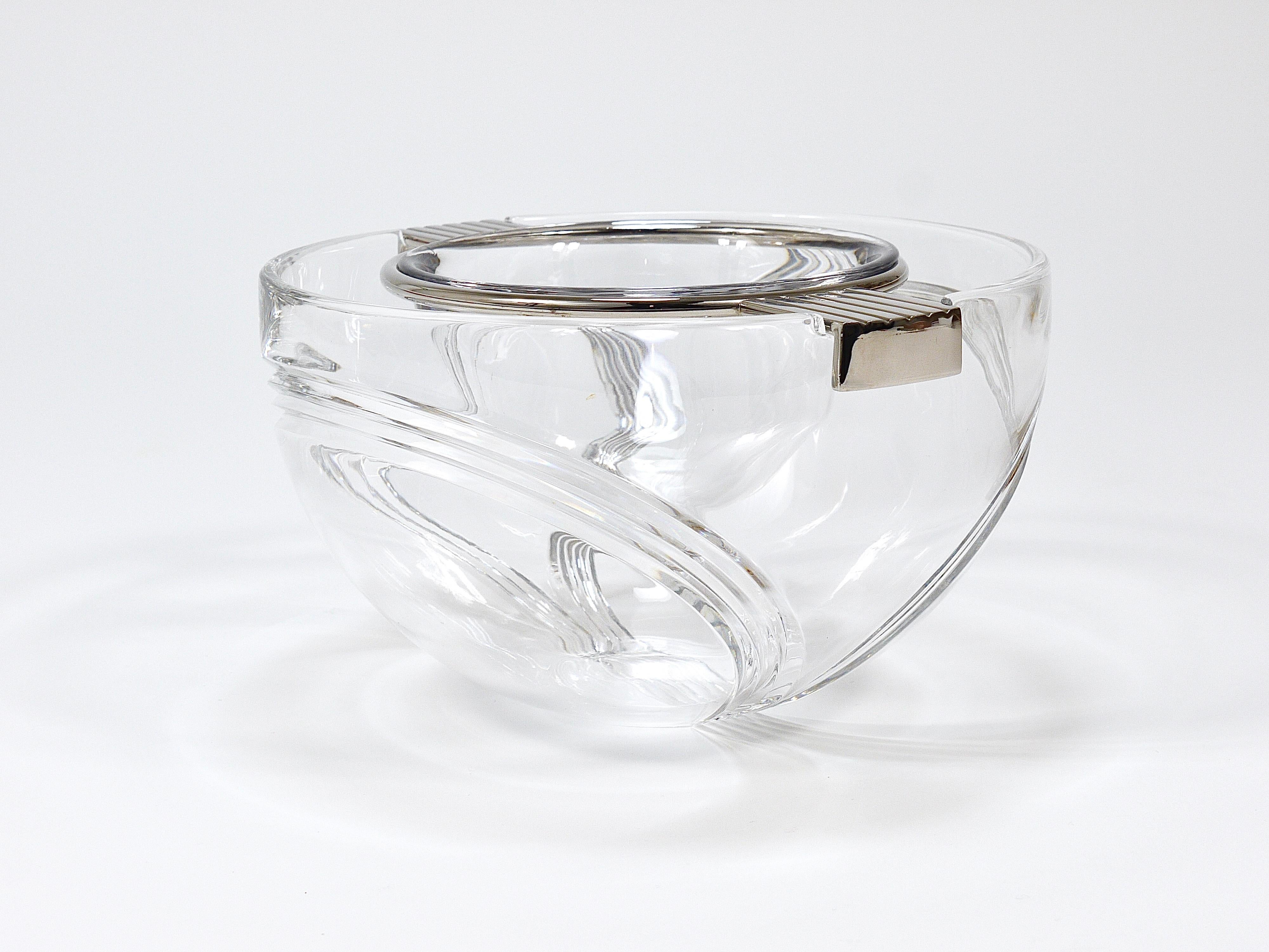 Riedel x Mesa Cuenco de cristal para servir caviar, plata y cristal, Italia, años 80 en venta 5