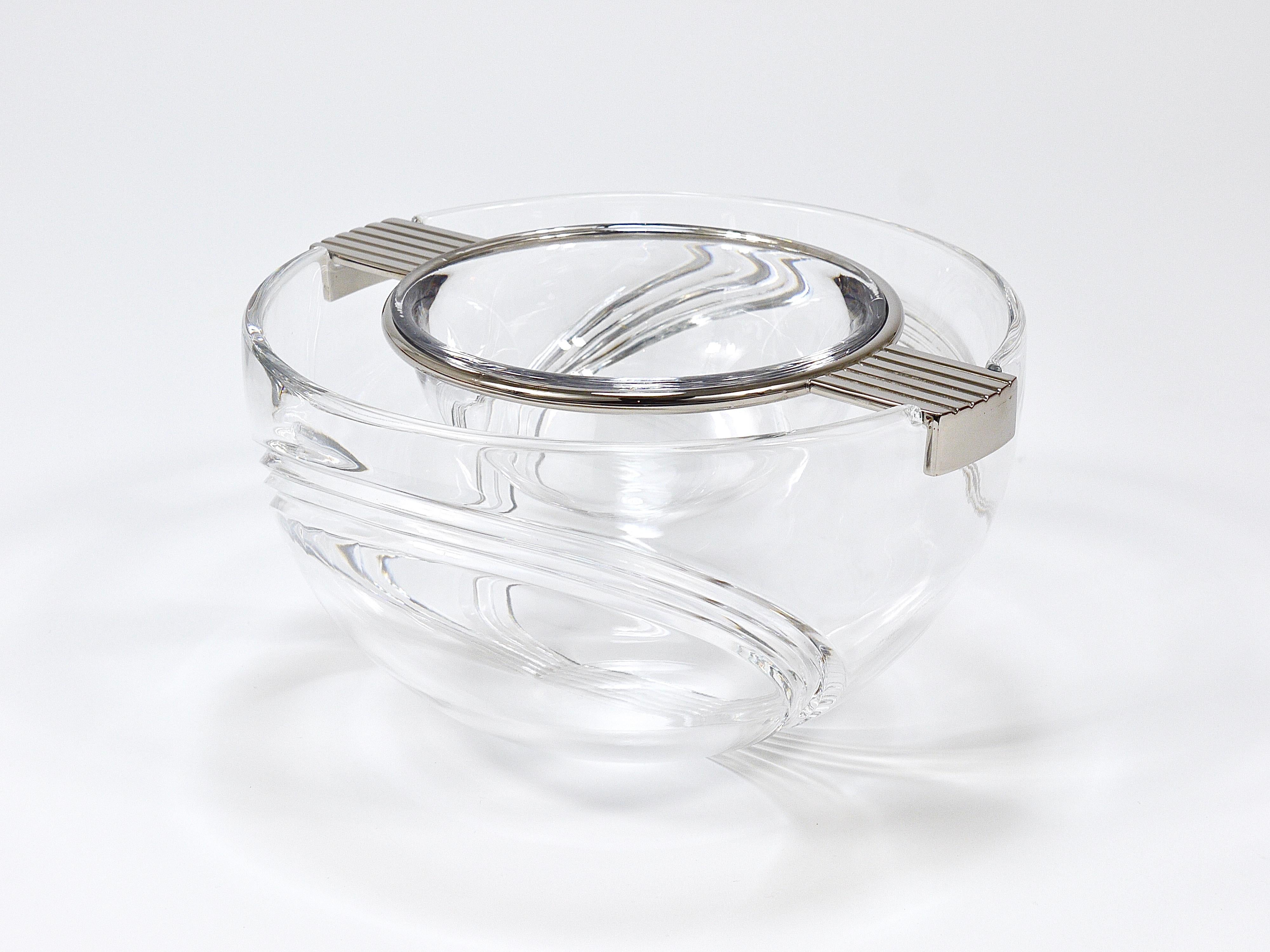 Riedel x Mesa Cuenco de cristal para servir caviar, plata y cristal, Italia, años 80 en venta 6