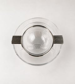Plat de service Riedel x Mesa en verre caviar, argent et cristal, Italie, années 1980