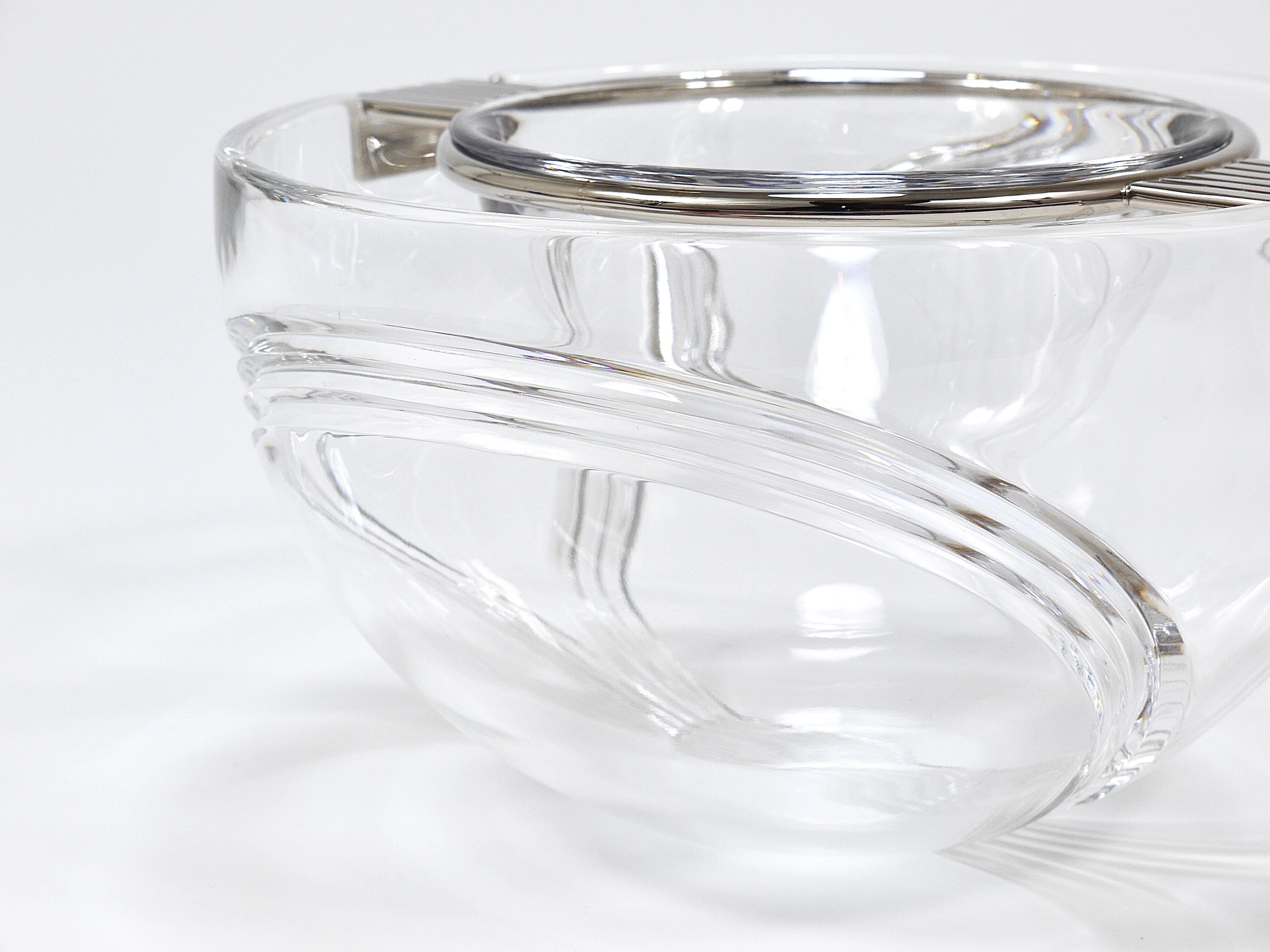 Riedel x Mesa Cuenco de cristal para servir caviar, plata y cristal, Italia, años 80 Moderno de mediados de siglo en venta