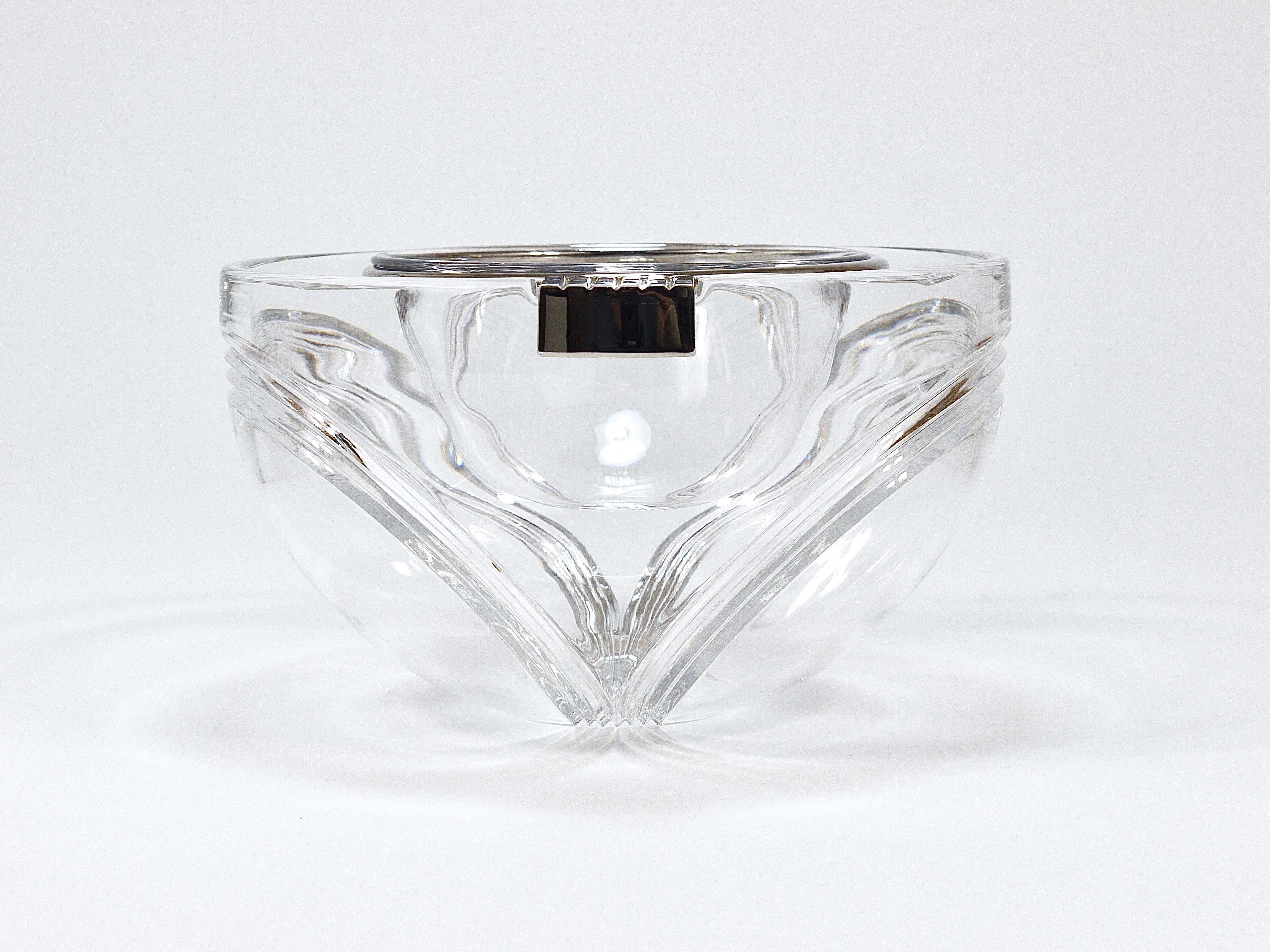 Riedel x Mesa Cuenco de cristal para servir caviar, plata y cristal, Italia, años 80 Italiano en venta
