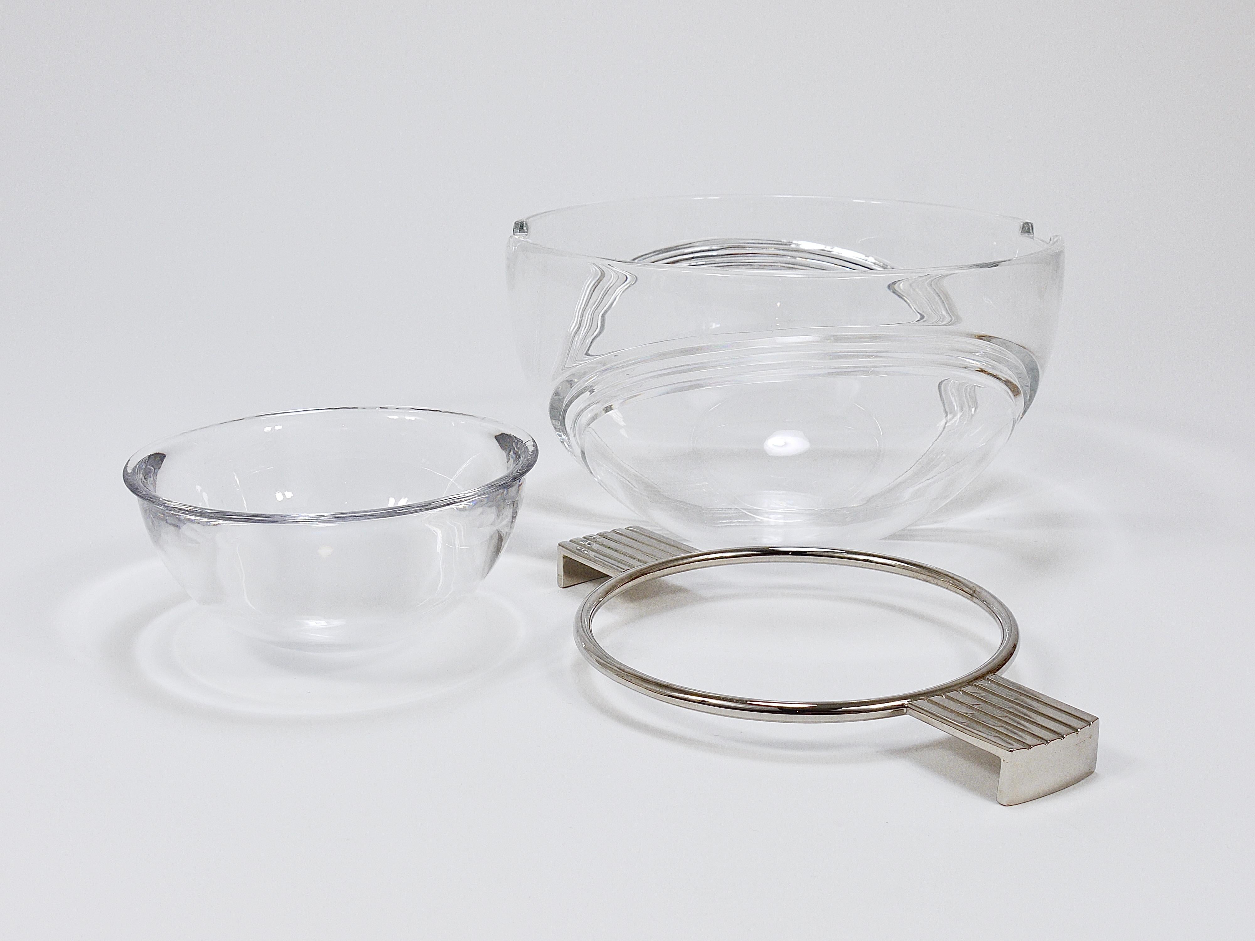 Riedel x Mesa Cuenco de cristal para servir caviar, plata y cristal, Italia, años 80 Plateado en venta