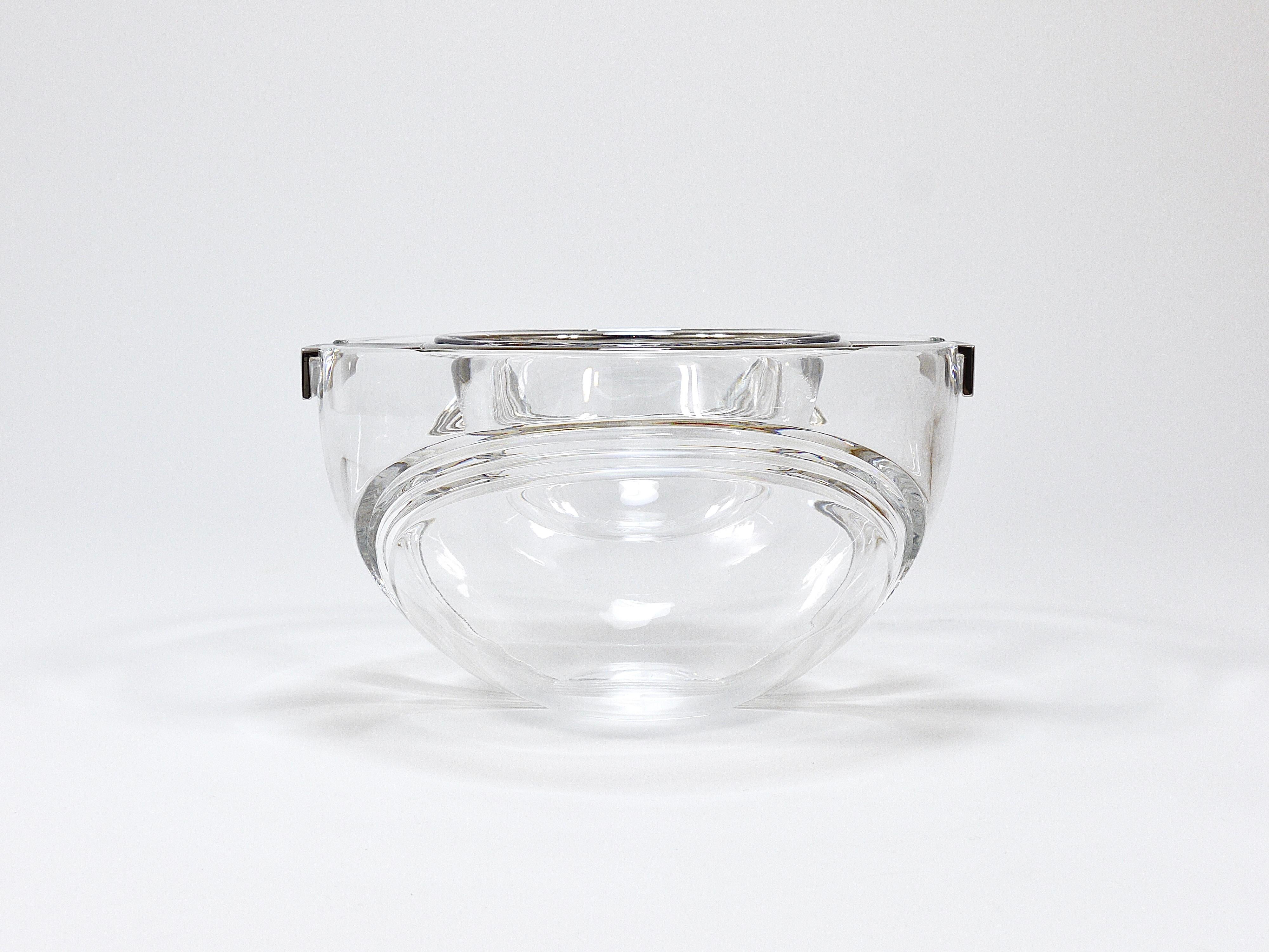 Riedel x Mesa Cuenco de cristal para servir caviar, plata y cristal, Italia, años 80 en Bueno estado para la venta en Vienna, AT