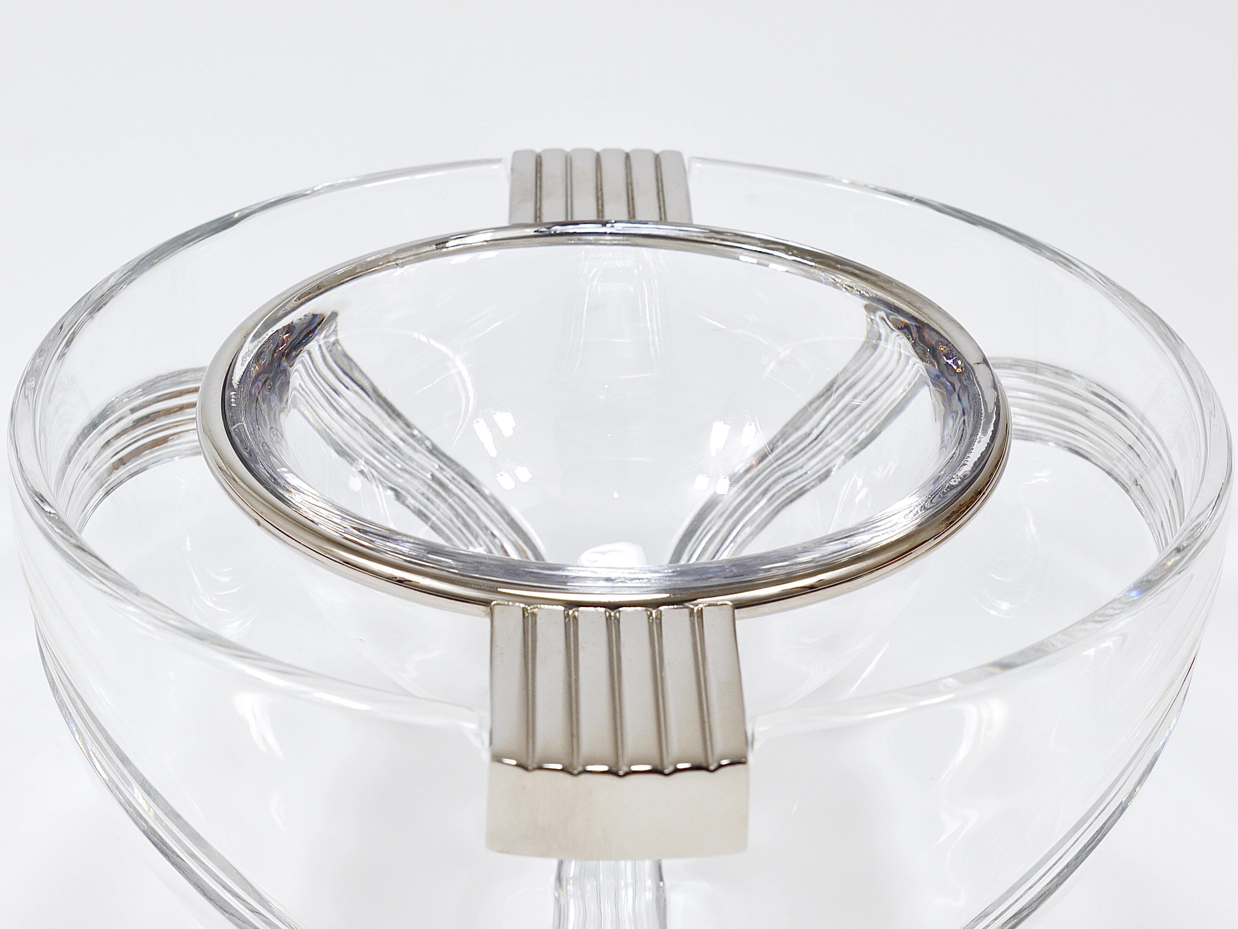 Riedel x Mesa Cuenco de cristal para servir caviar, plata y cristal, Italia, años 80 Silver en venta