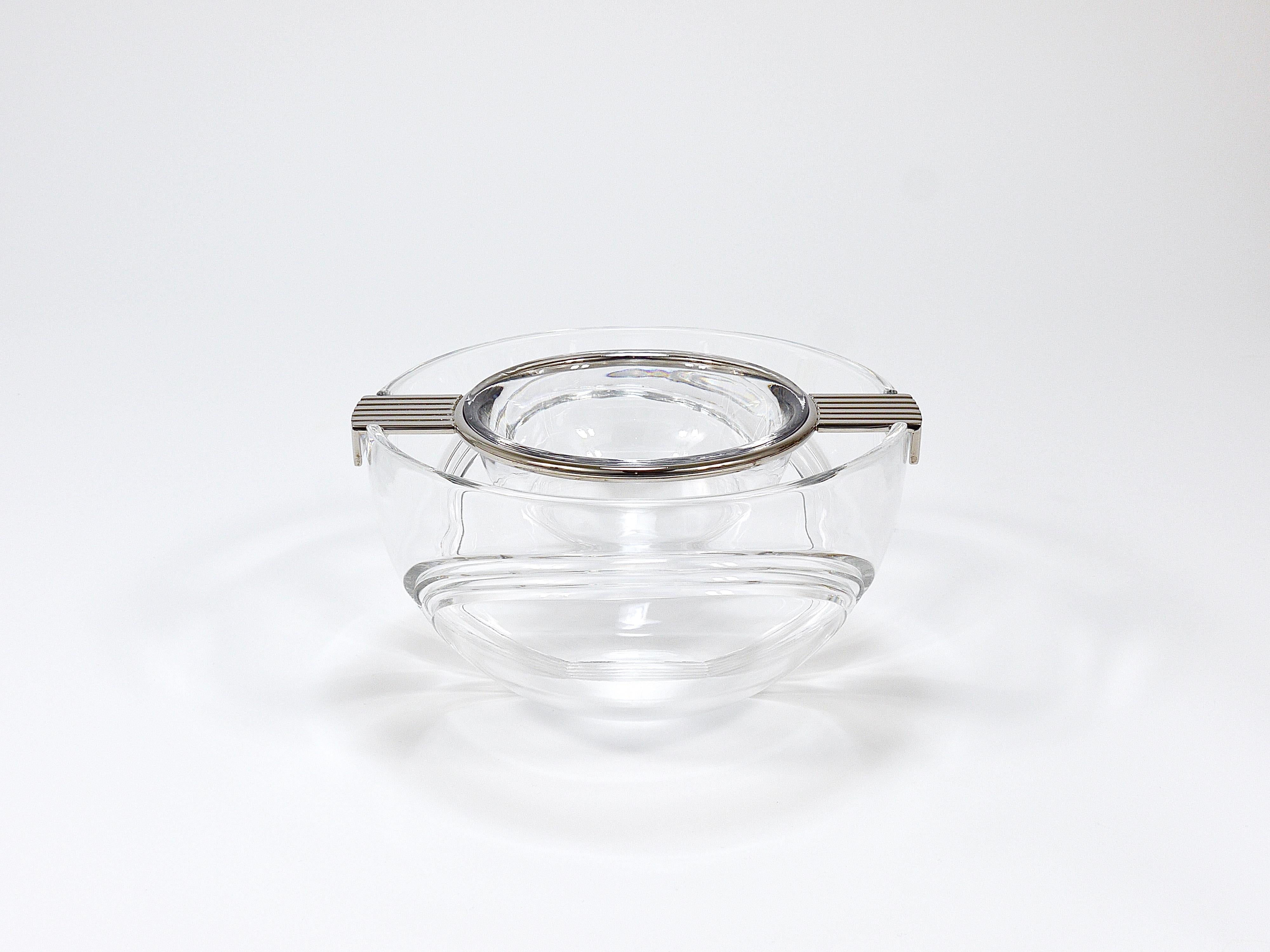 Riedel x Mesa Cuenco de cristal para servir caviar, plata y cristal, Italia, años 80 en venta 1
