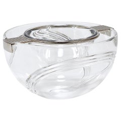 Riedel x Mesa Caviar Glass Serving Dish Bowl, Silver & Crystal, Italy, 1980s