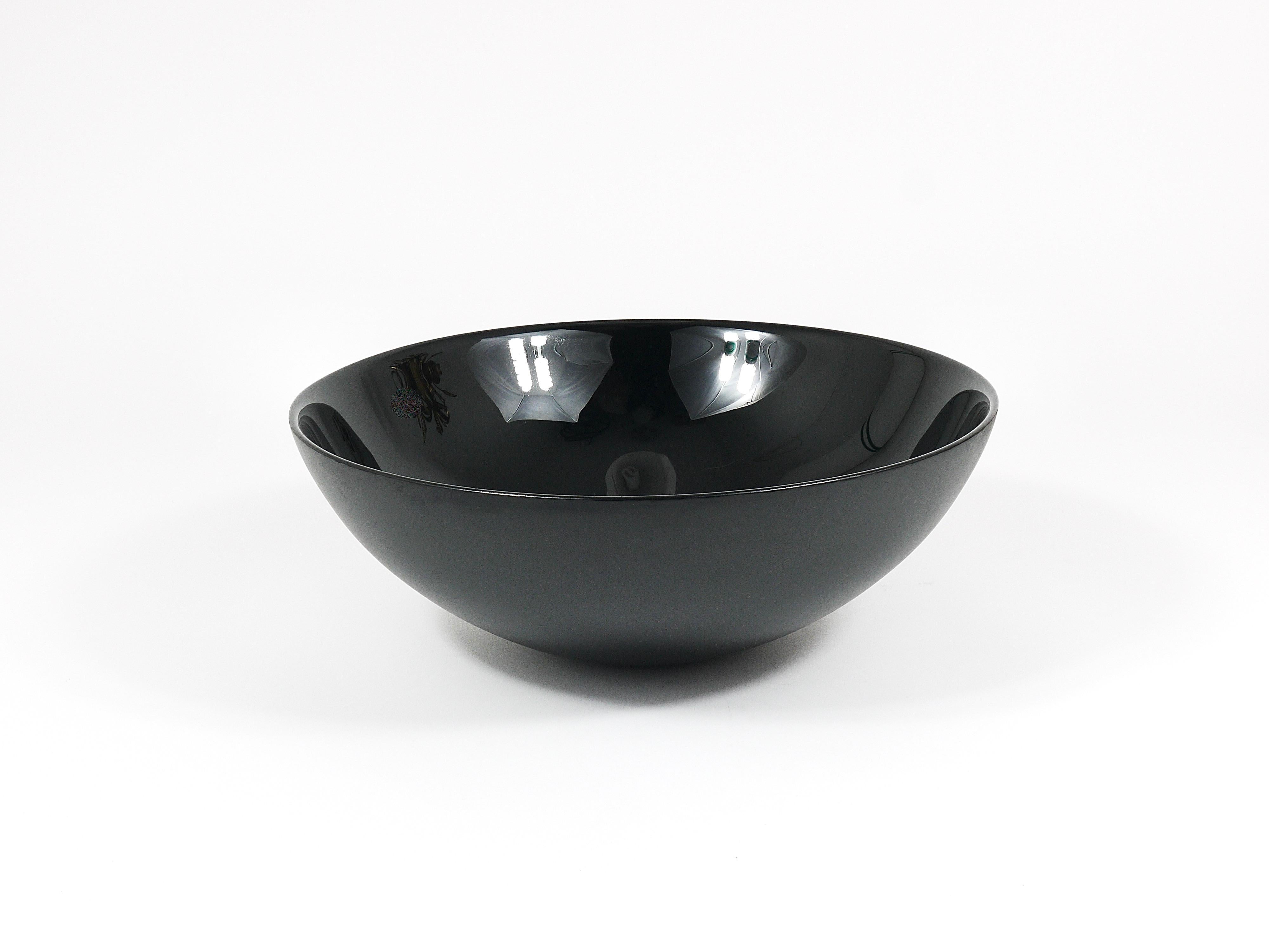 Riedel x Mesa Design Gran cuenco de cristal negro para centro de mesa, Italia posmoderna, 1980 en venta 1