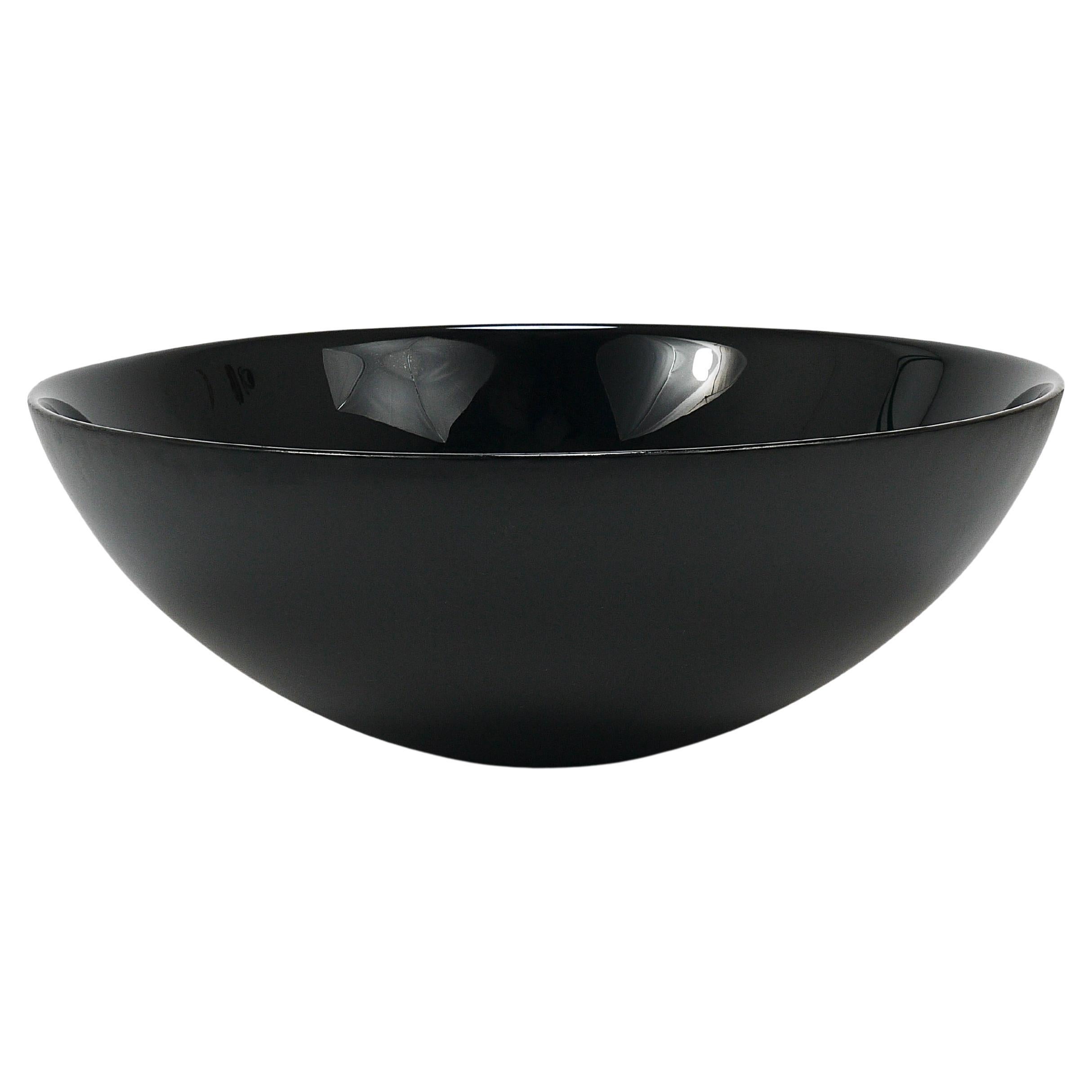 Riedel x Mesa Design Gran cuenco de cristal negro para centro de mesa, Italia posmoderna, 1980