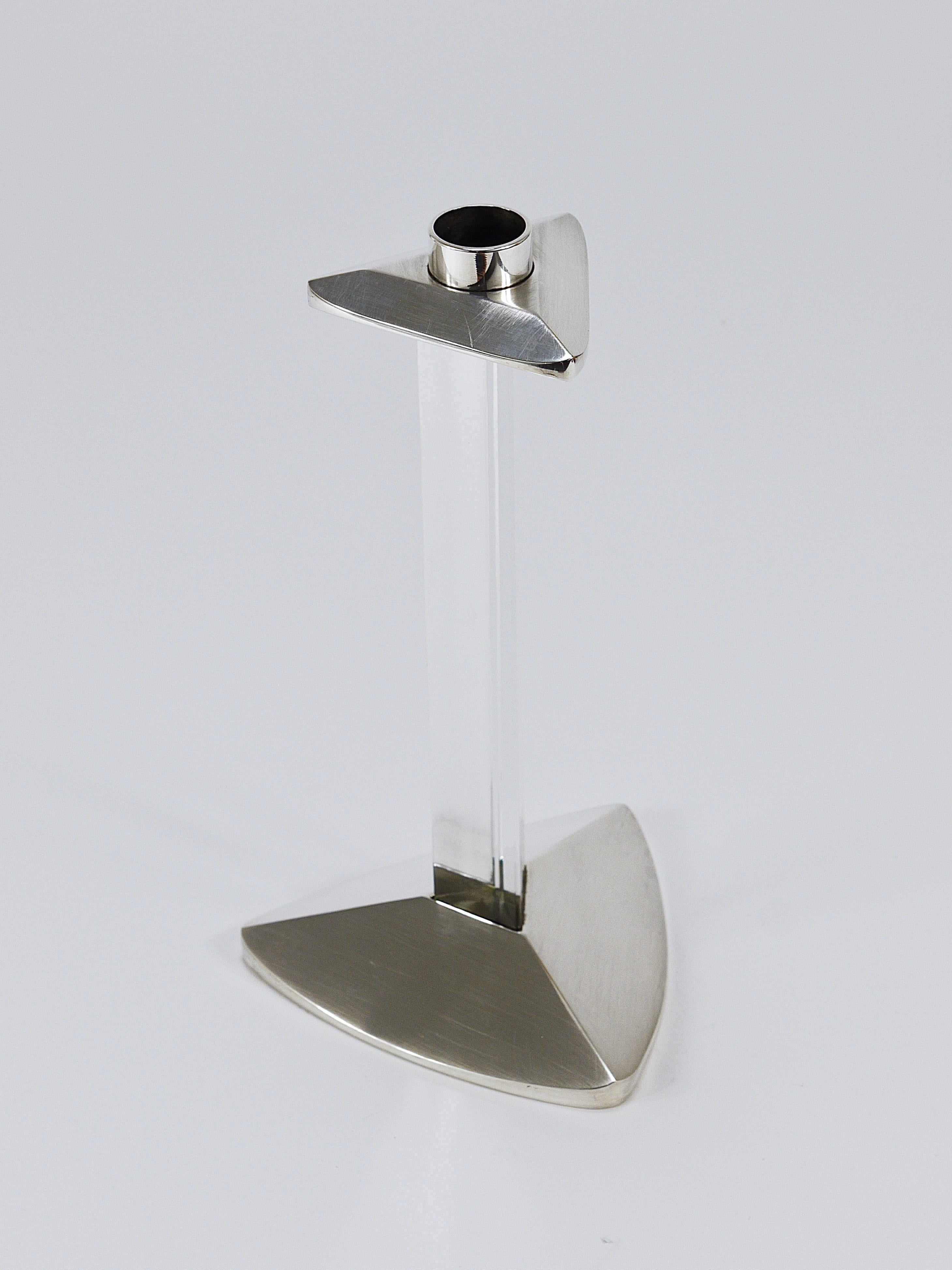 Riedel x Mesa Portavelas postmoderno de plata y cristal, Italia, 1980 en venta 6